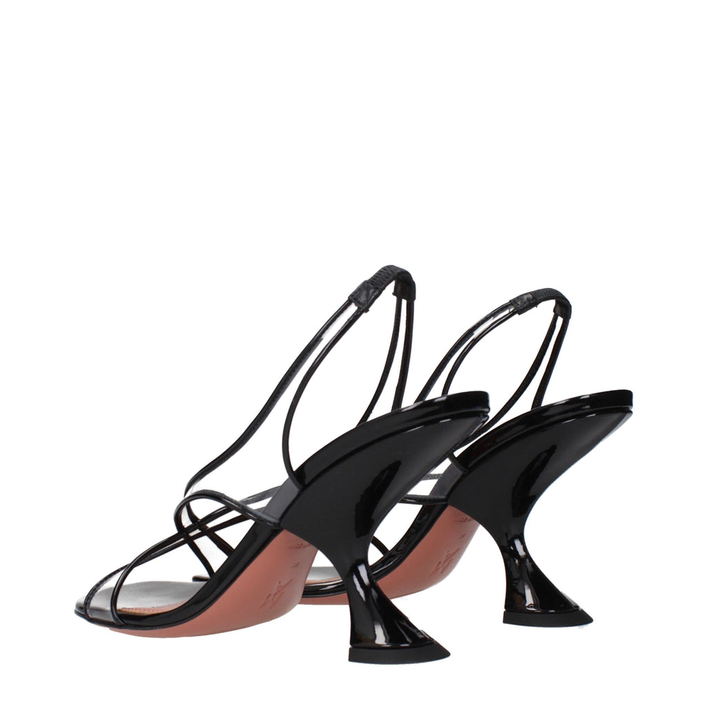 Amina Muaddi Schwarze Leder-Stilettos