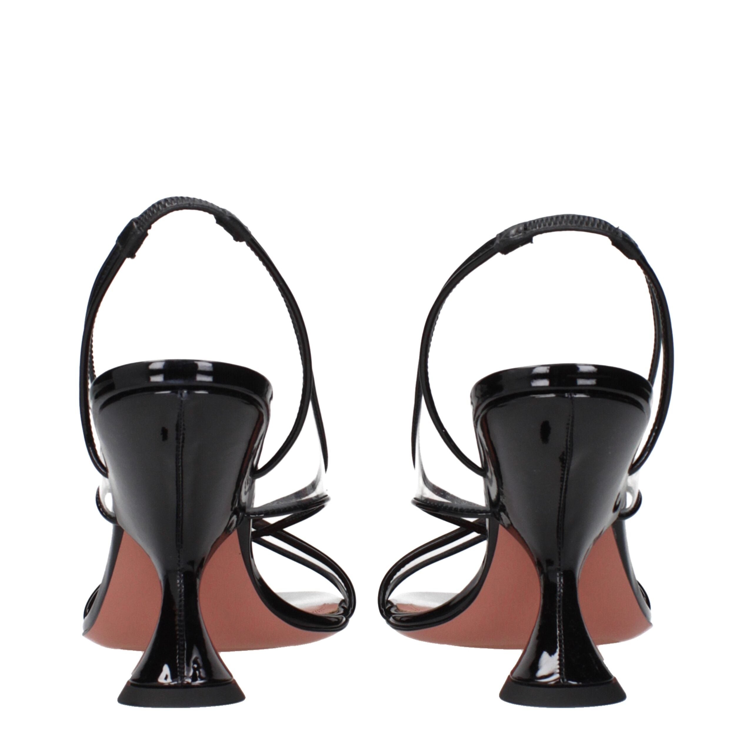 Amina Muaddi Schwarze Leder-Stilettos