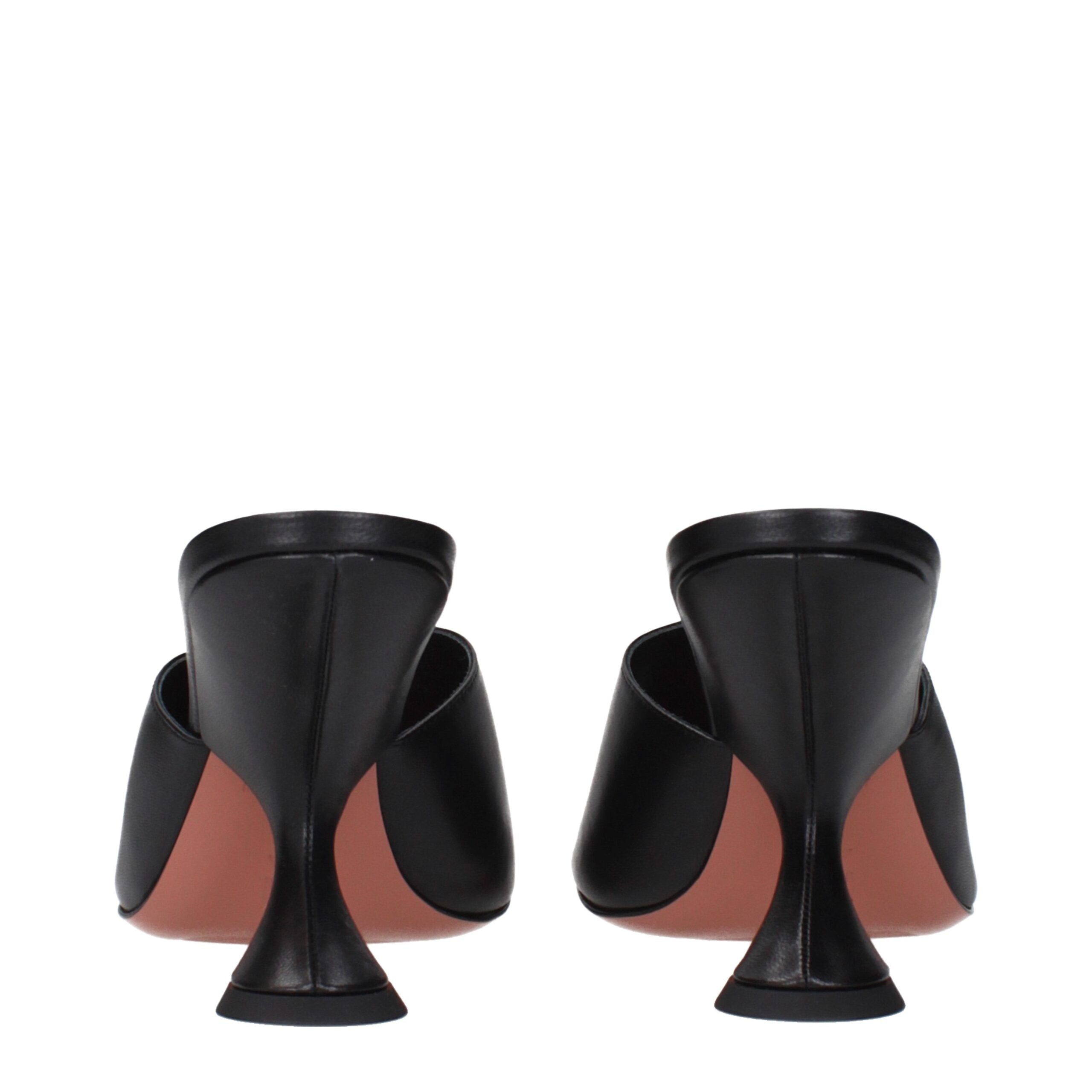 Amina Muaddi Schwarze Leder-Stilettos mit Pfennigabsatz