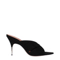 Amina Muaddi Schwarze Leder-Stilettosandalen