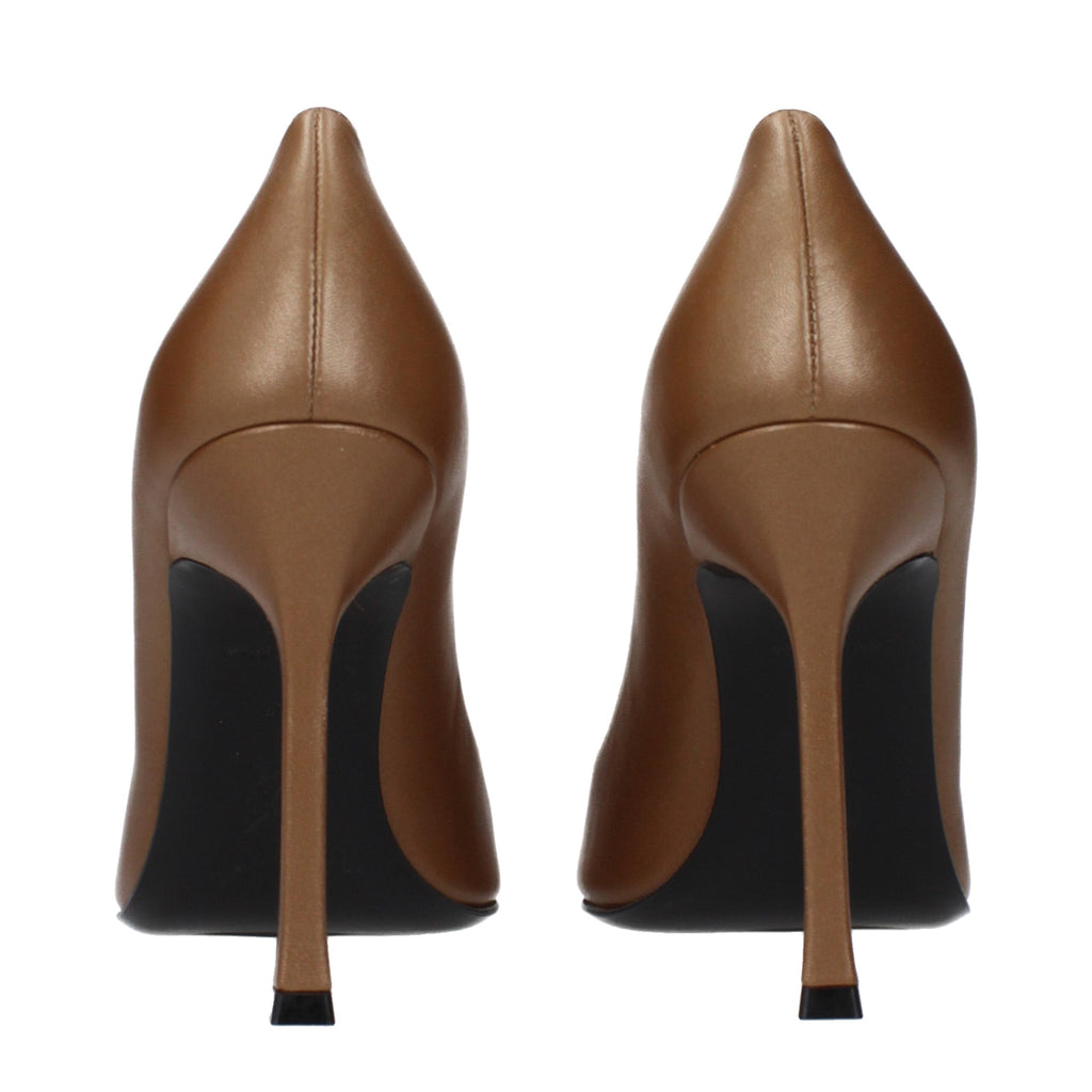 Amina Muaddi Braune Leder-Pumps mit hohem Absatz