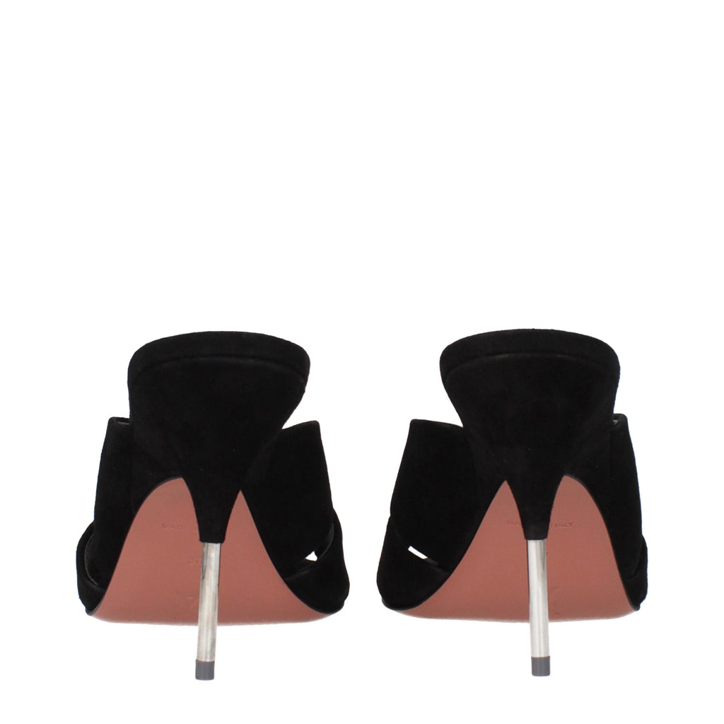 Amina Muaddi Schwarze Leder-Stilettosandalen