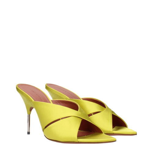 Amina Muaddi Grüne Satin-Stilettosandalen
