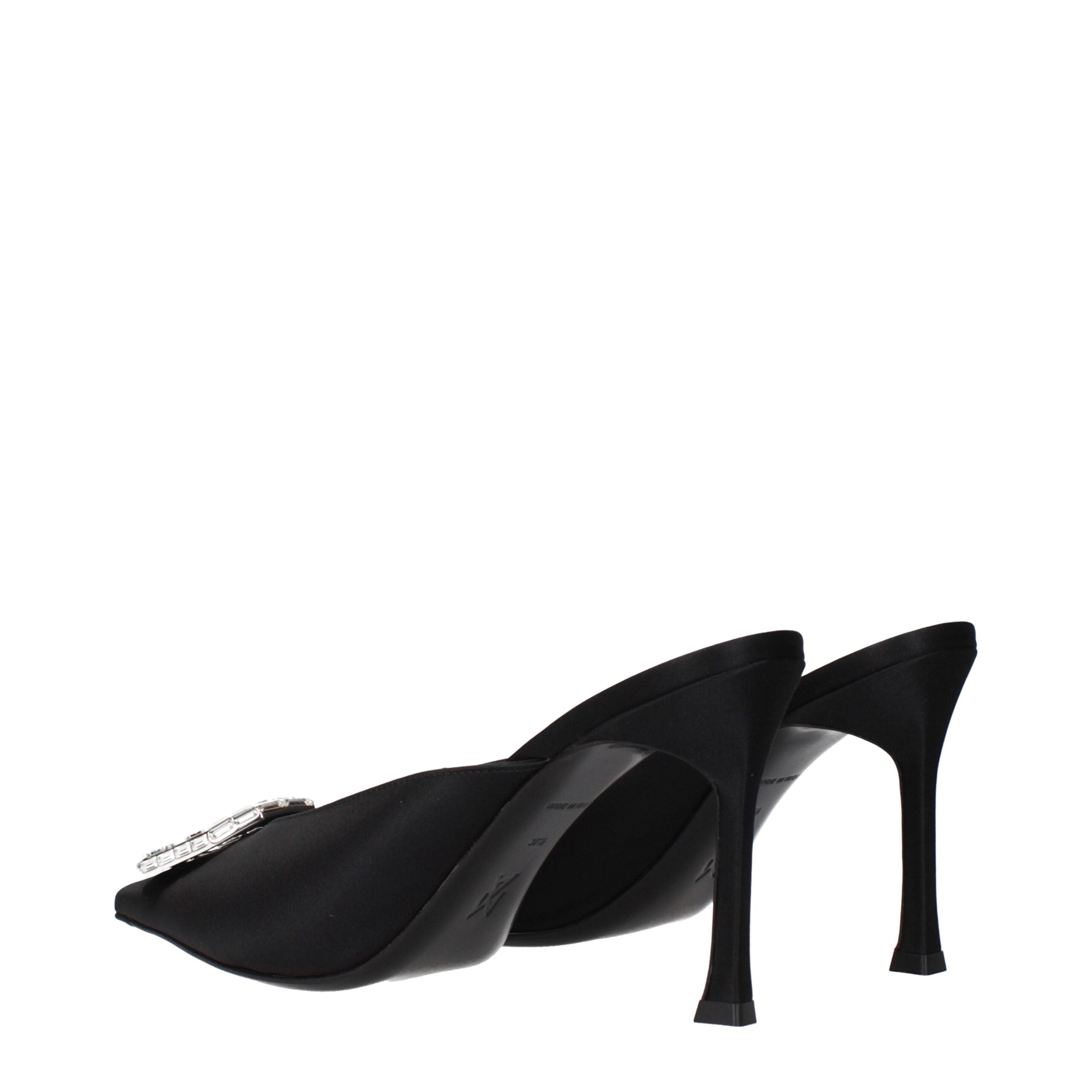 Amina Muaddi Schwarze Satin Pumps mit hohem Absatz