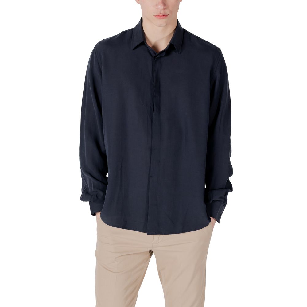 Antony Morato Blaues Lyocell-Hemd