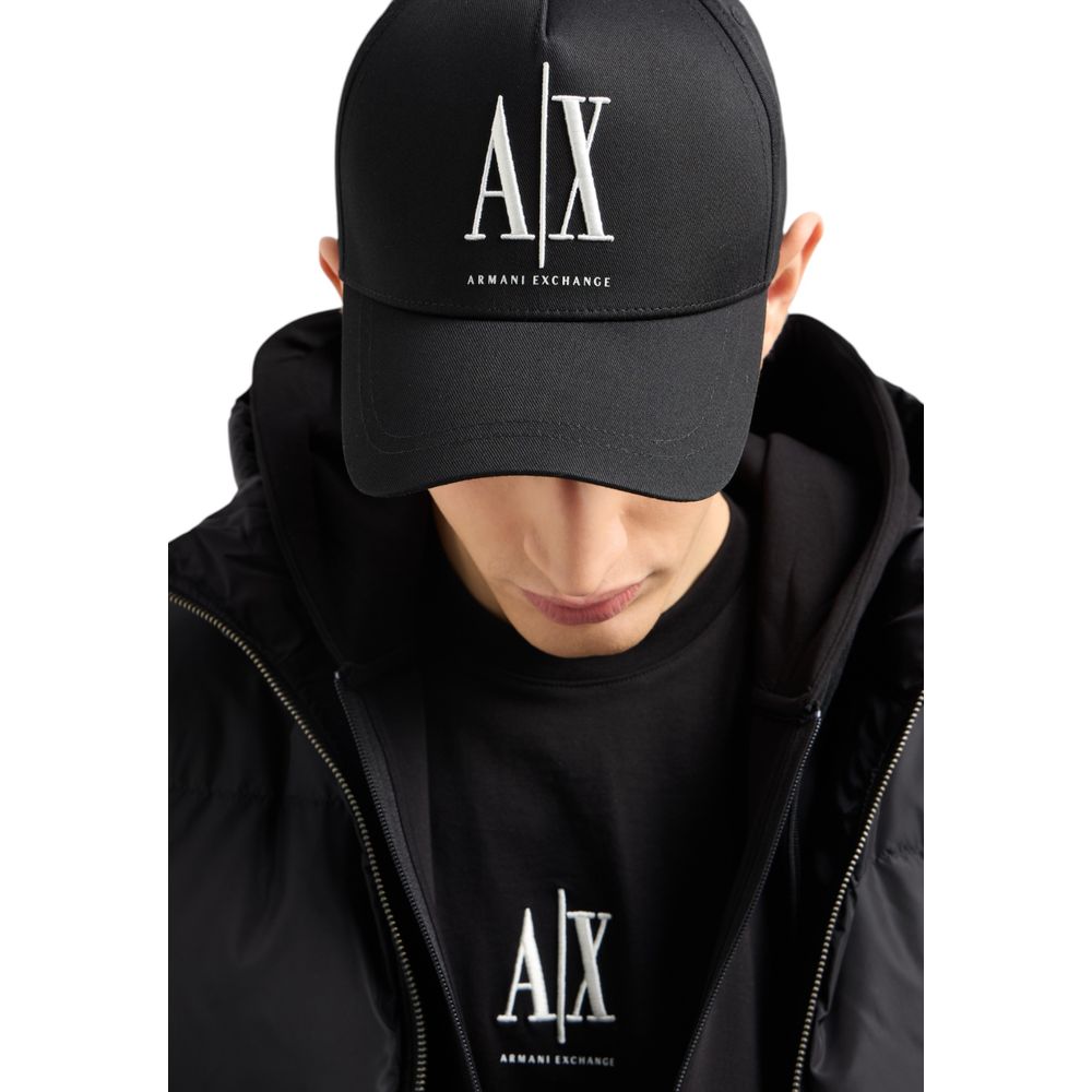 Armani Exchange Schwarze Baumwollmützen Baseballmütze