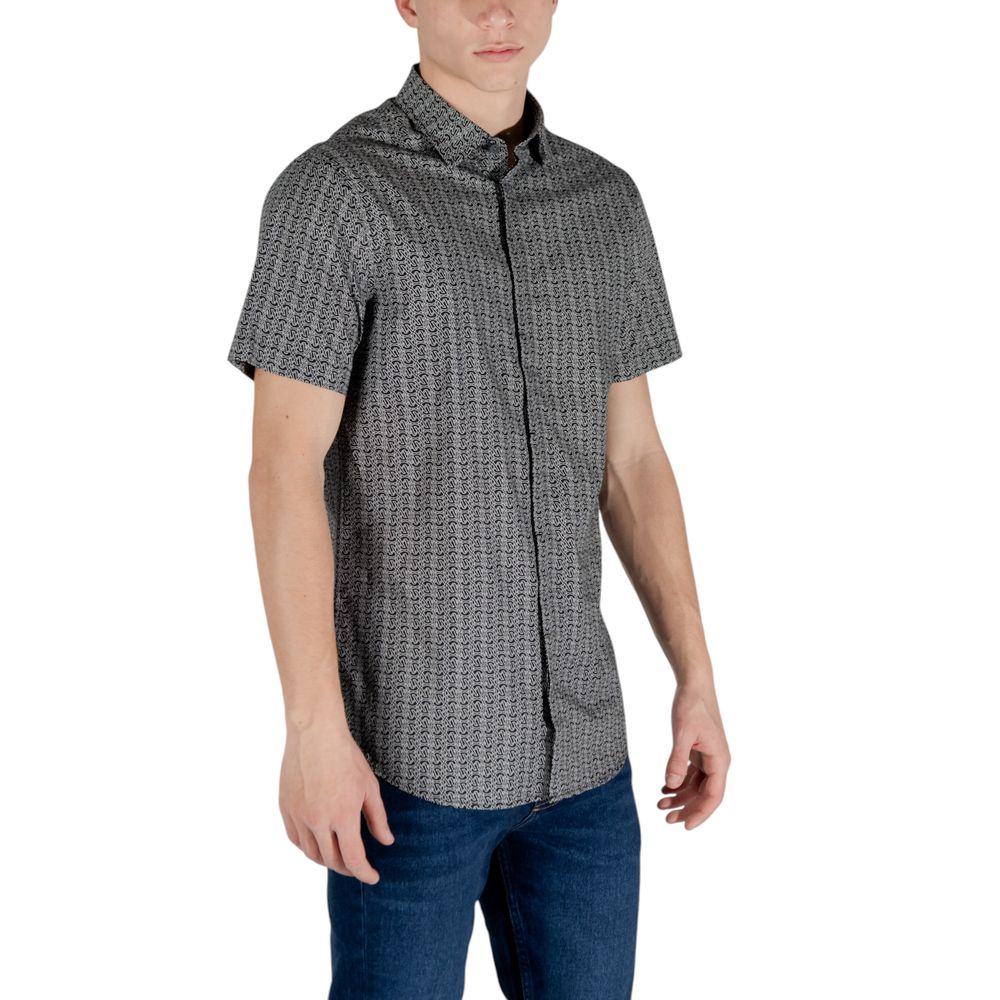 Armani Exchange Schwarzes Baumwoll-Kurzarmhemd