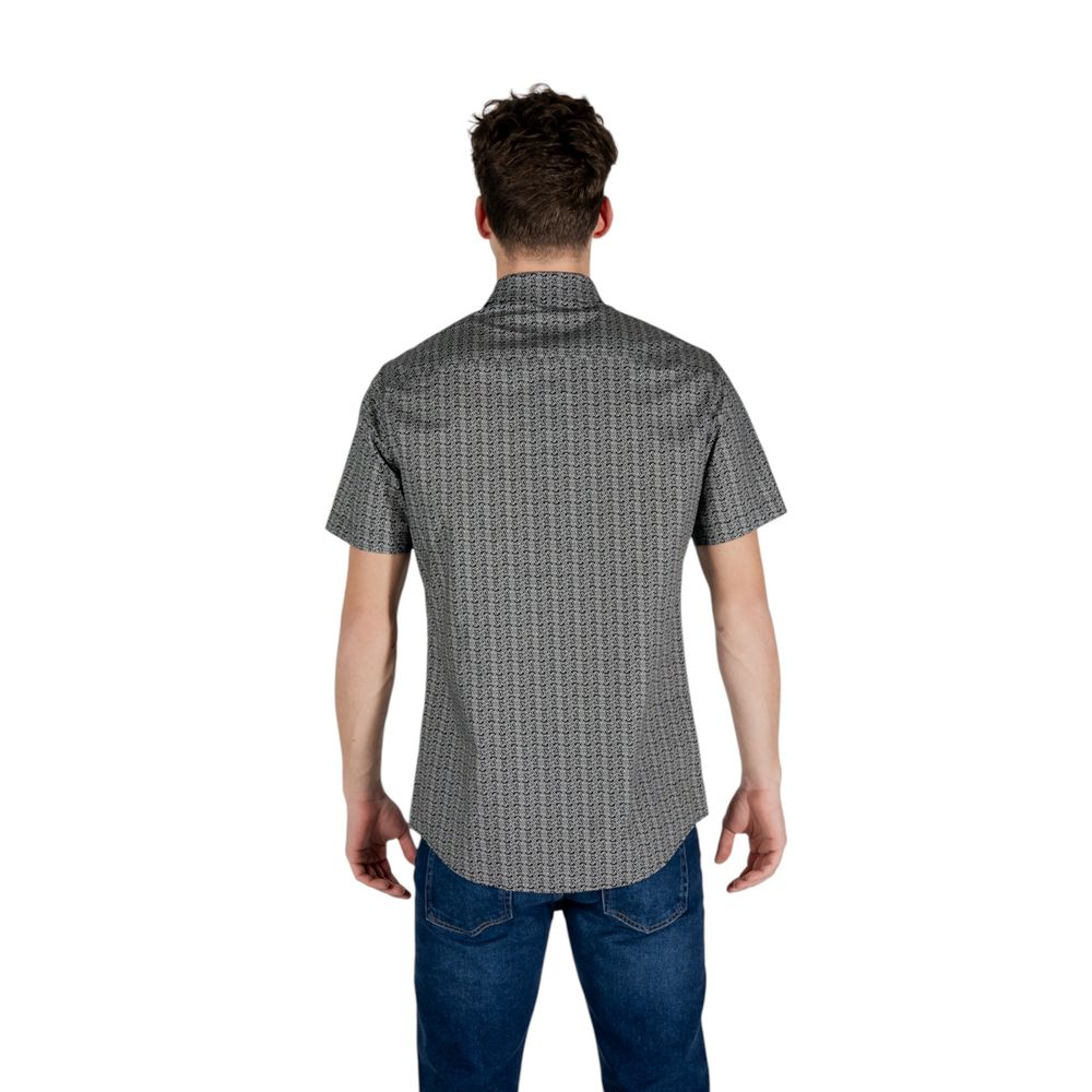 Armani Exchange Schwarzes Baumwoll-Kurzarmhemd