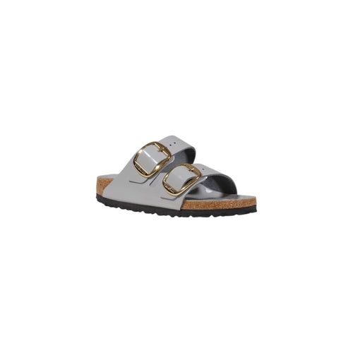 Birkenstock grey leather mules