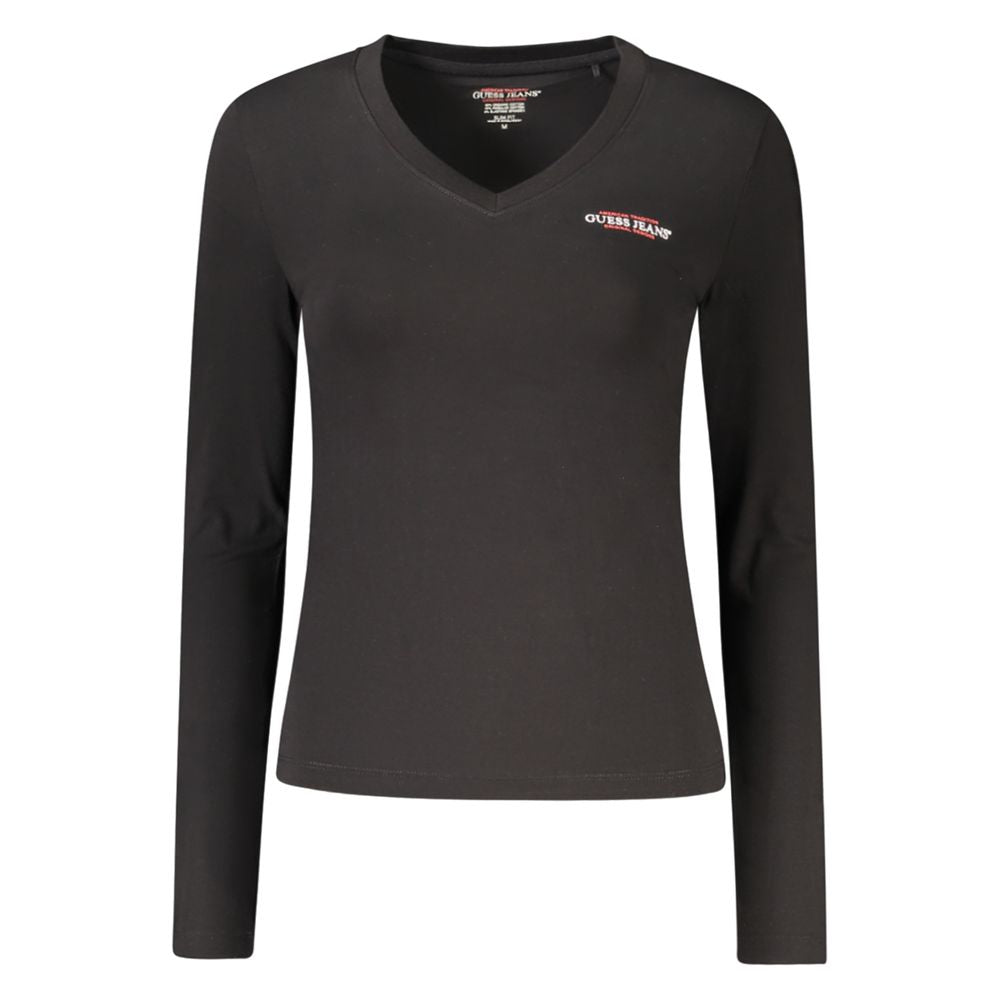 Guess Jeans Schwarzes Baumwoll-T-Shirt für Frauen