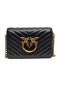 PINKO Schwarze Leder Love Click Mini Umhängetasche