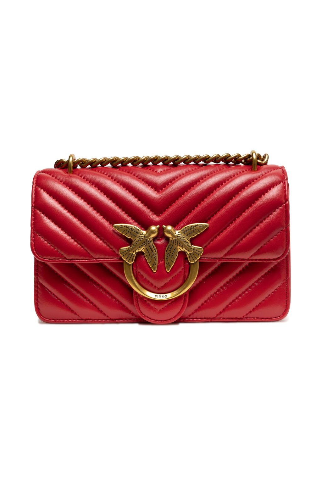 PINKO Rote Leder Love One Mini Umhängetasche