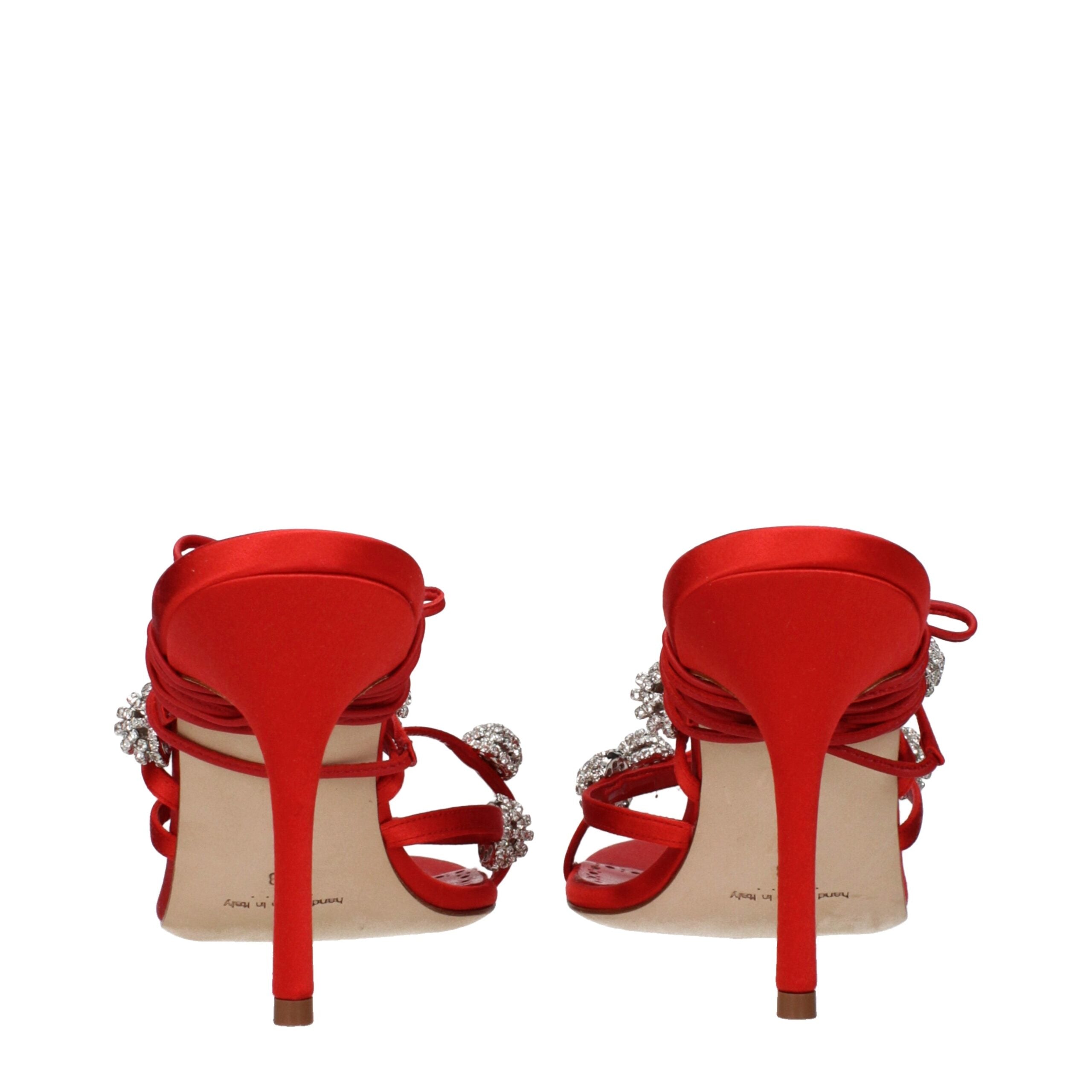 Manolo Blahnik Rote Satin-Stilettosandalen