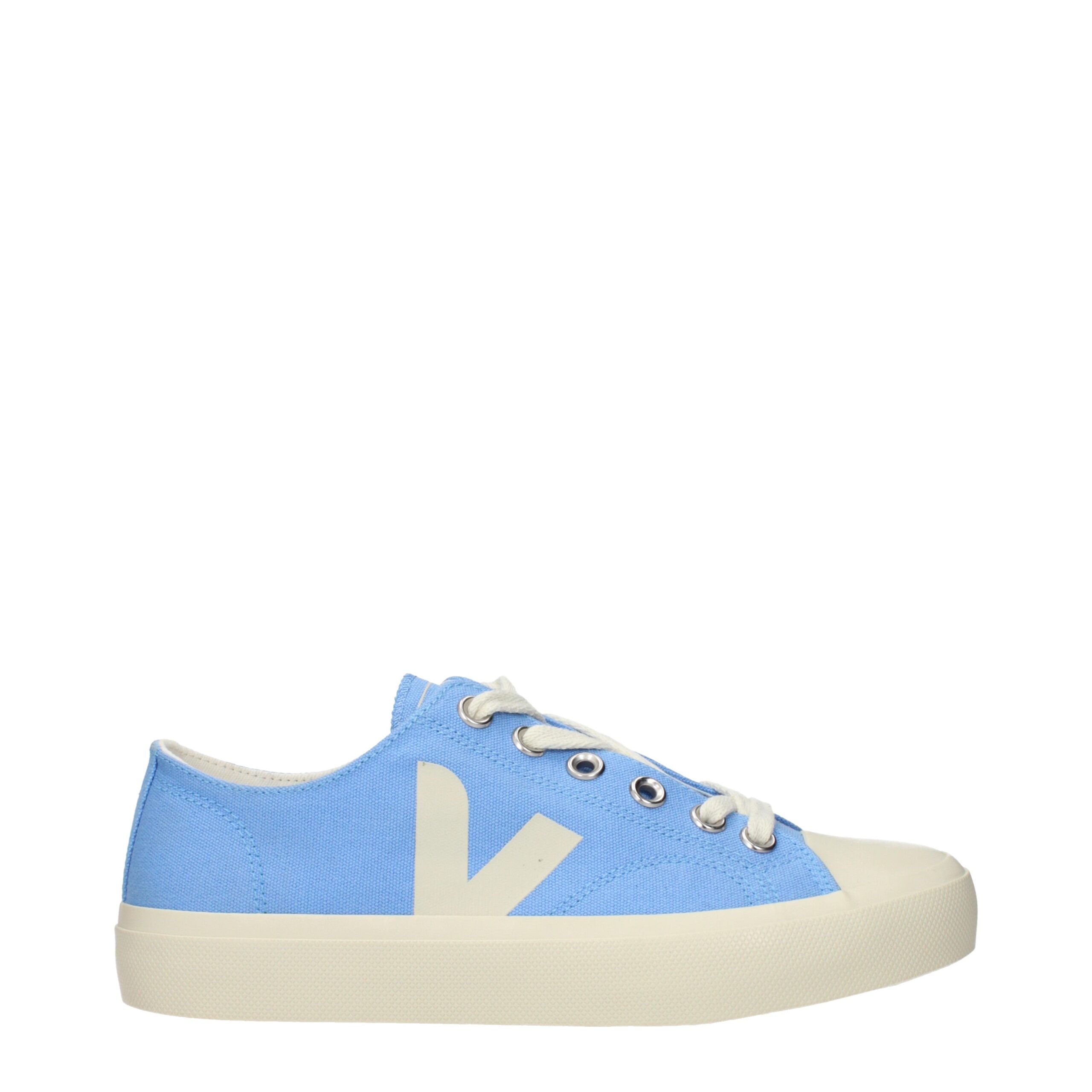 Veja Hellblaue Stoff-Sneaker mit niedrigem Schaft