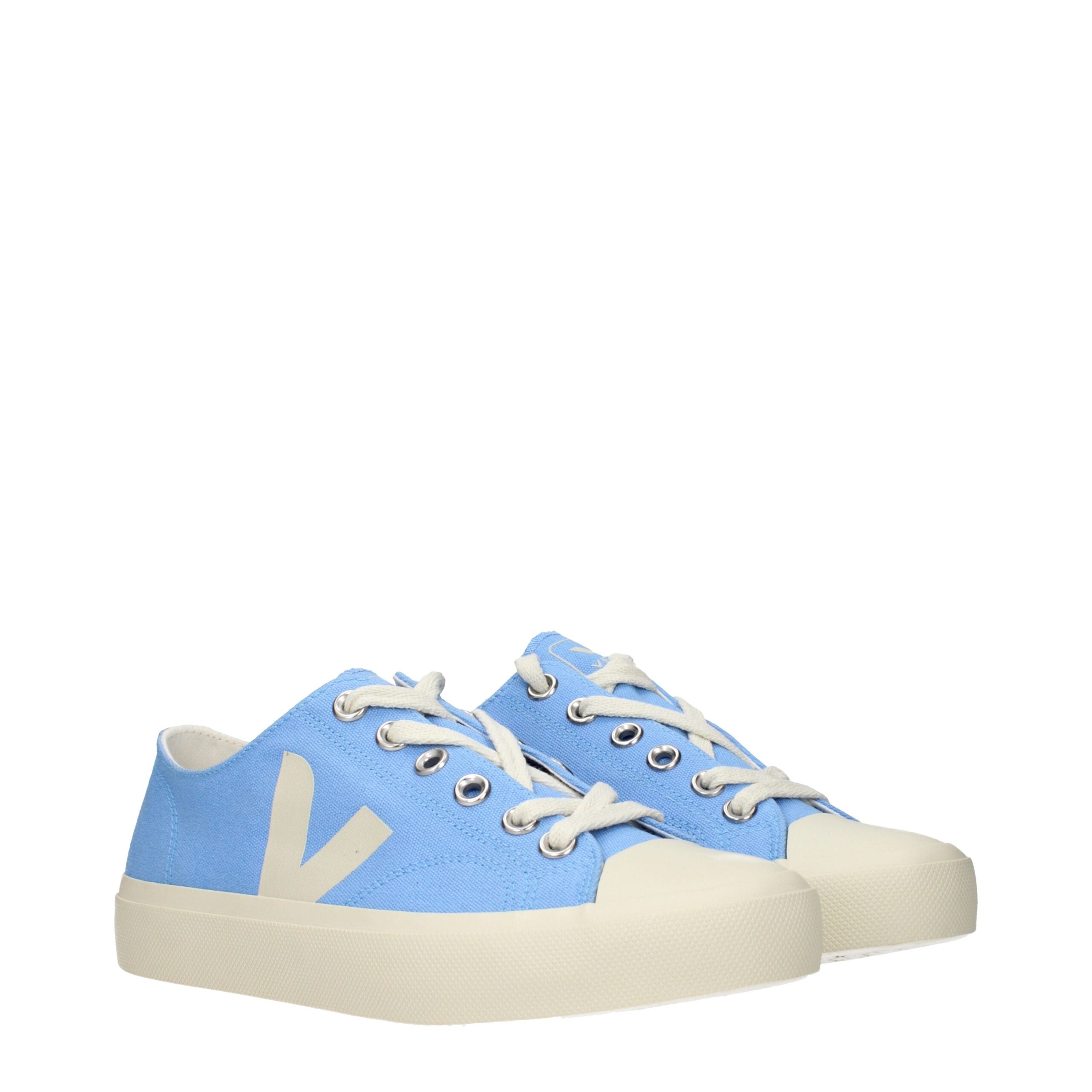 Veja Hellblaue Stoff-Sneaker mit niedrigem Schaft