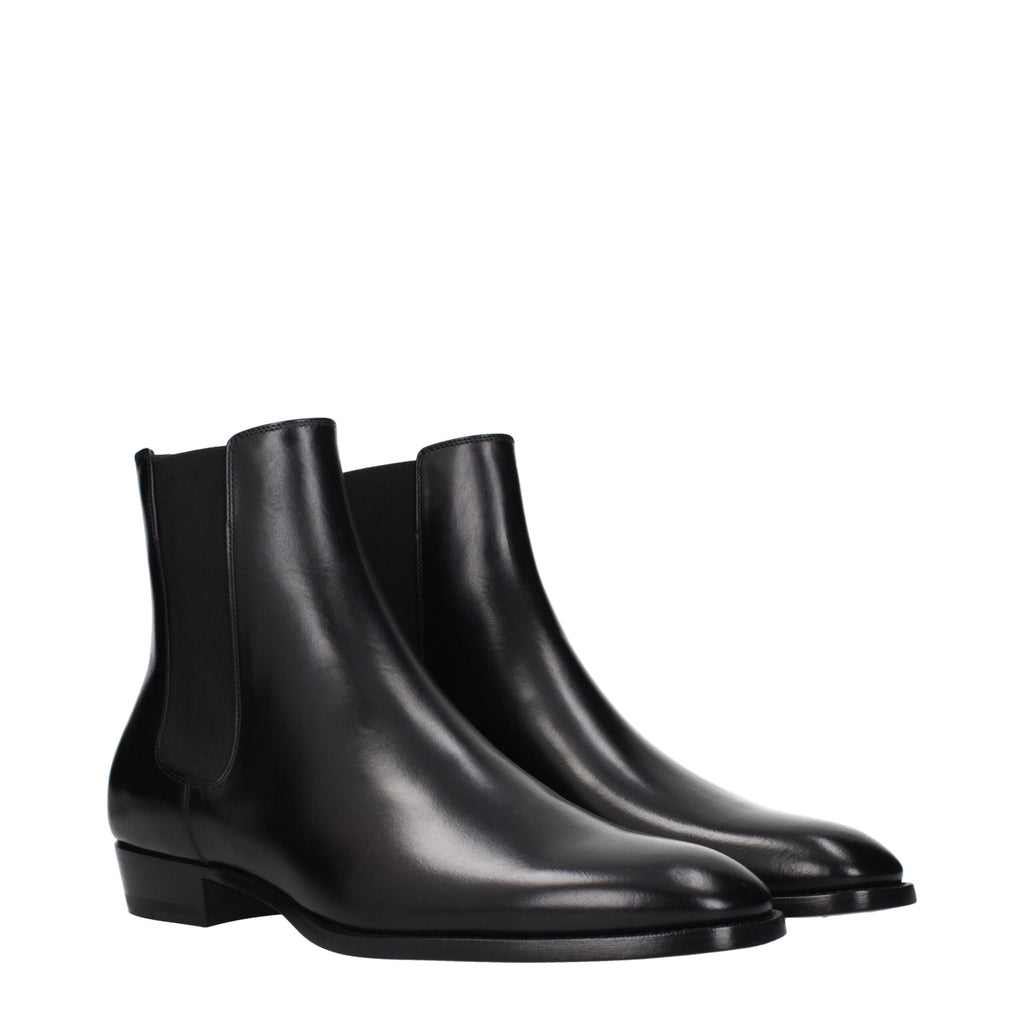 Celine Schwarze Lederstiefeletten