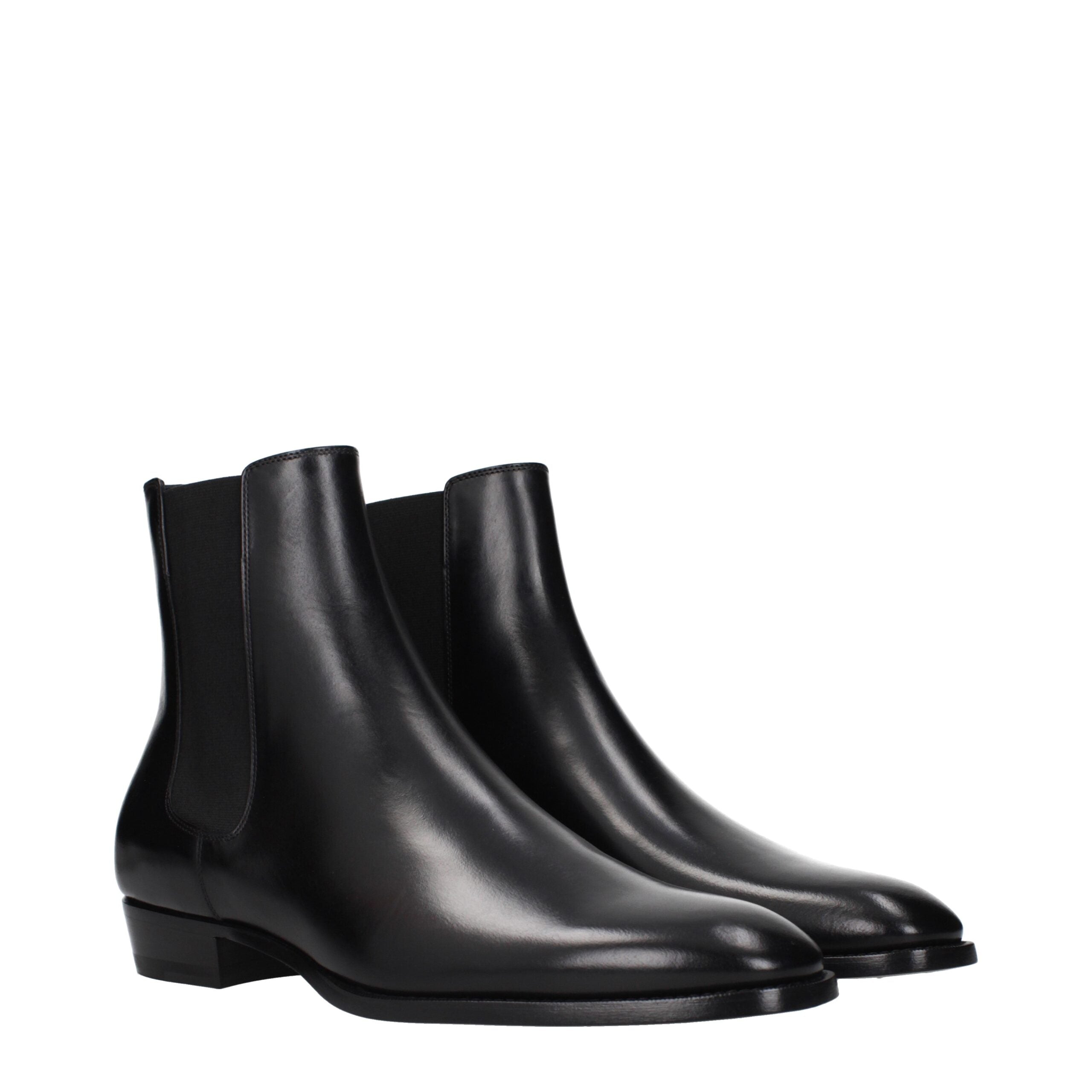 Celine Schwarze Lederstiefeletten