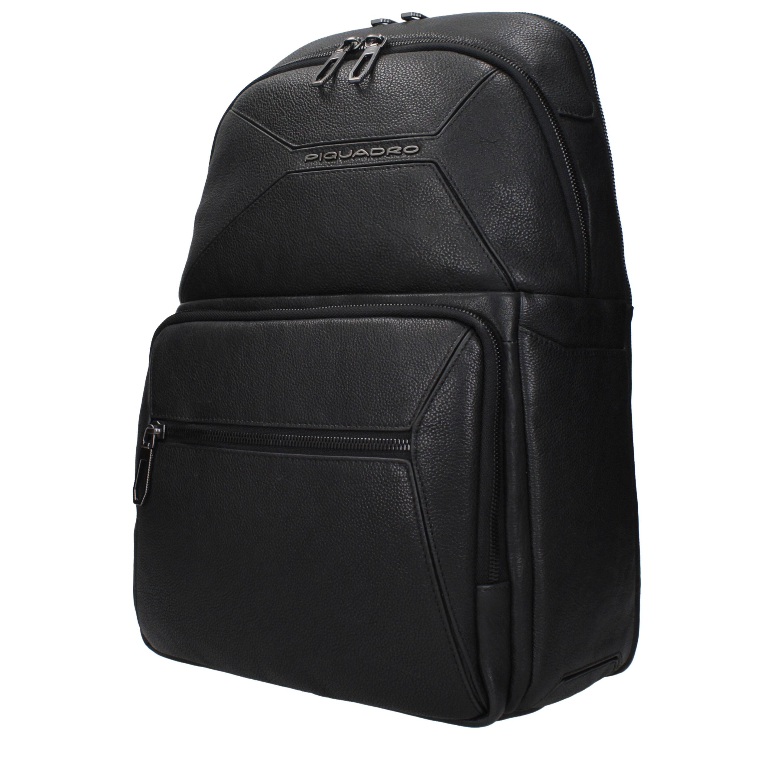 Piquadro Schwarzer Lederrucksack