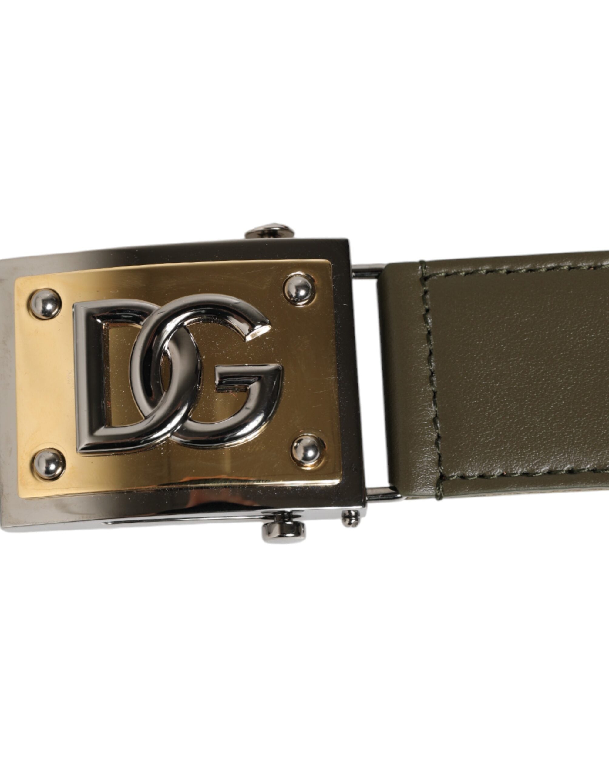 Dolce & Gabbana Militärischer Grüner Nylon Logo Metallschnalle Gürtel