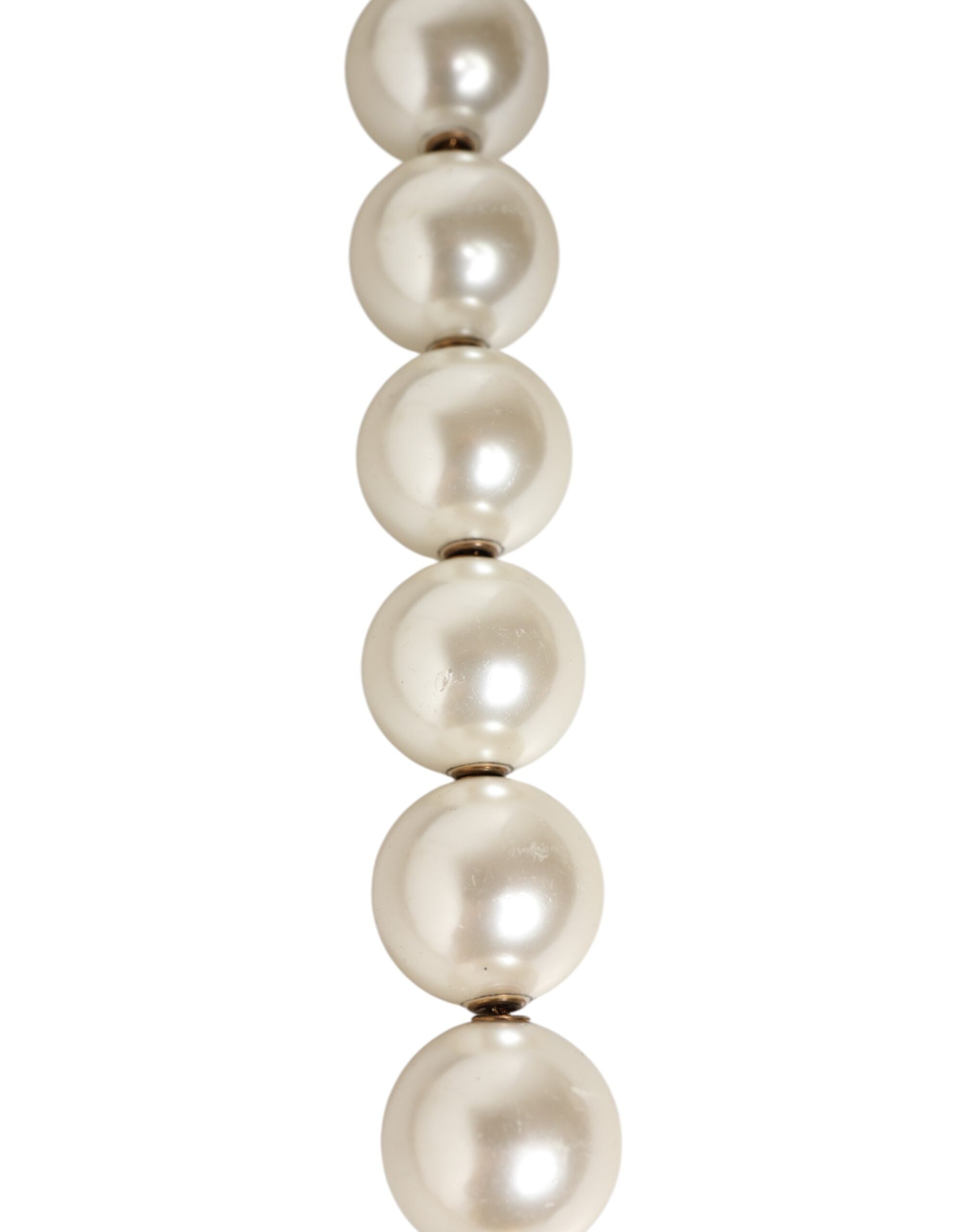 Dolce & Gabbana Schwarzes Leder Perle Kette Tasche Accessoire Schulterriemen