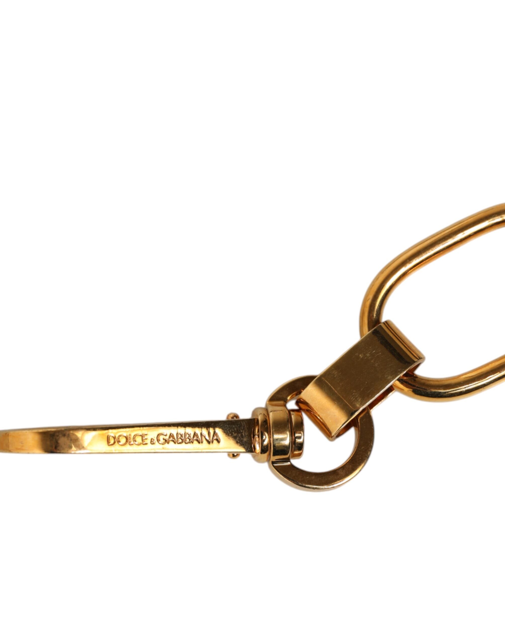 Dolce & Gabbana Schwarzes Leder Goldkette Tasche Accessoire Schulterriemen