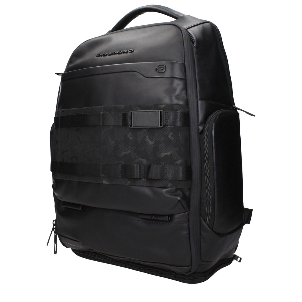 Piquadro Schwarzer Lederrucksack