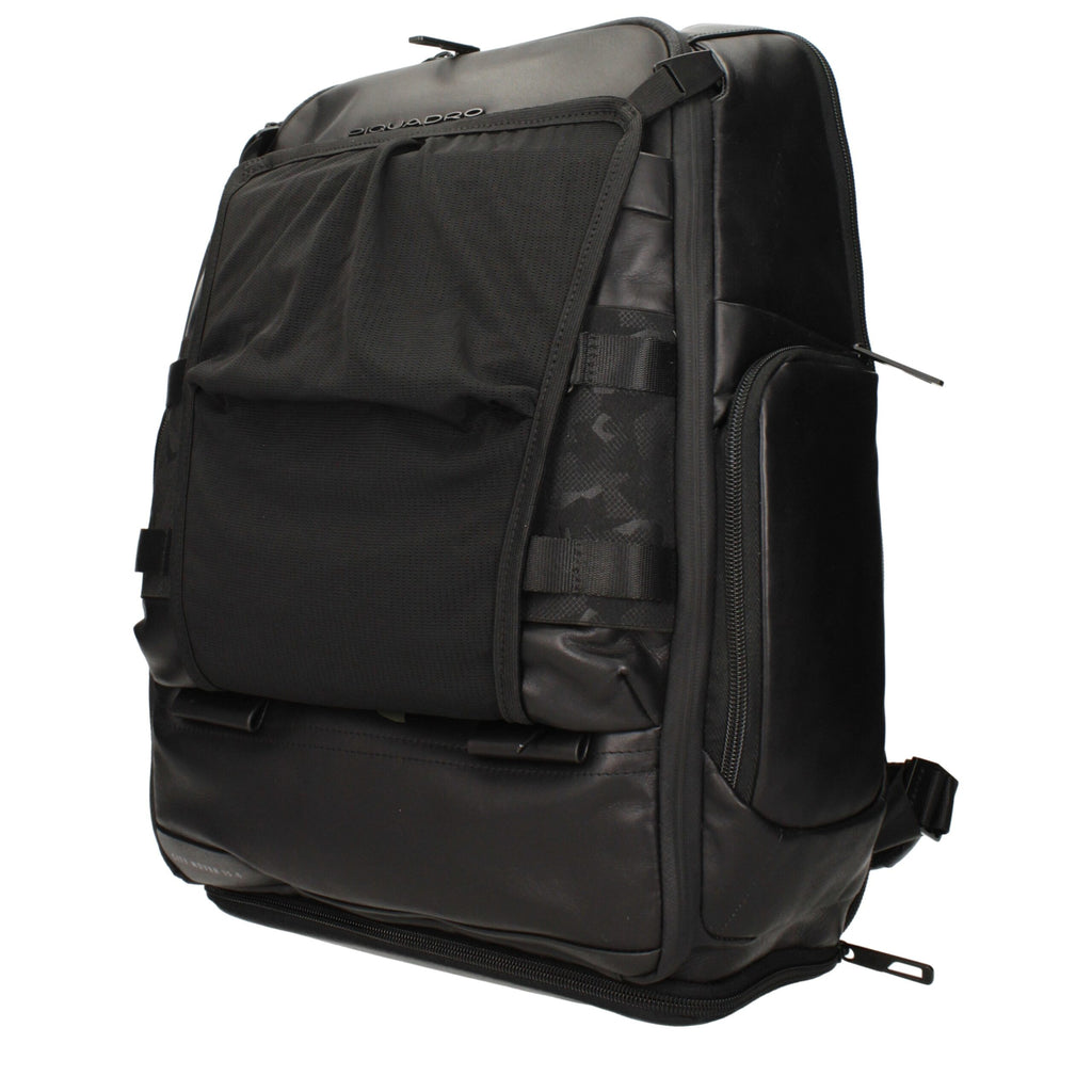 Piquadro Schwarzer Lederrucksack