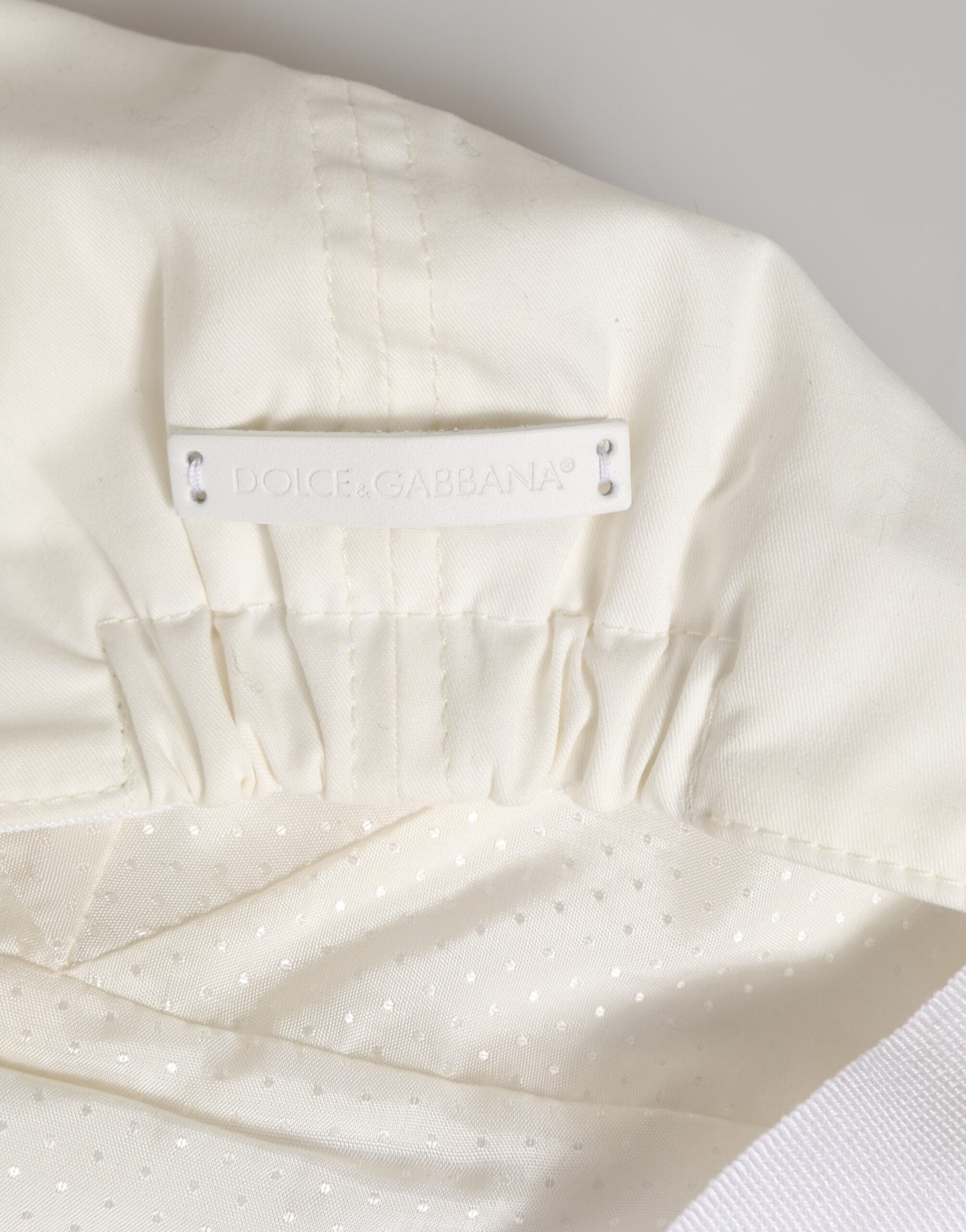 Dolce & Gabbana Weiß Baumwolle Mischung Leder Trim flache Männer Kappe Hut