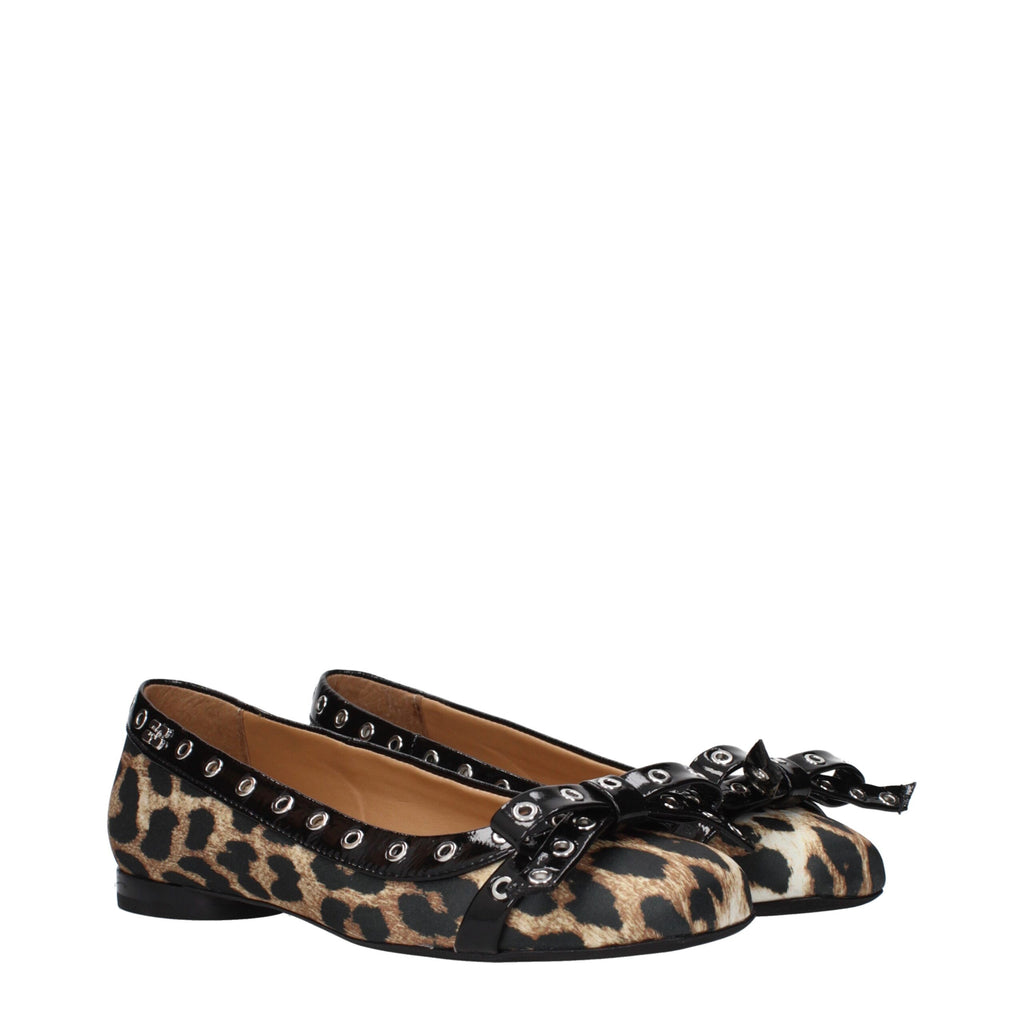Ganni Braune Stoff-Ballett-Flats
