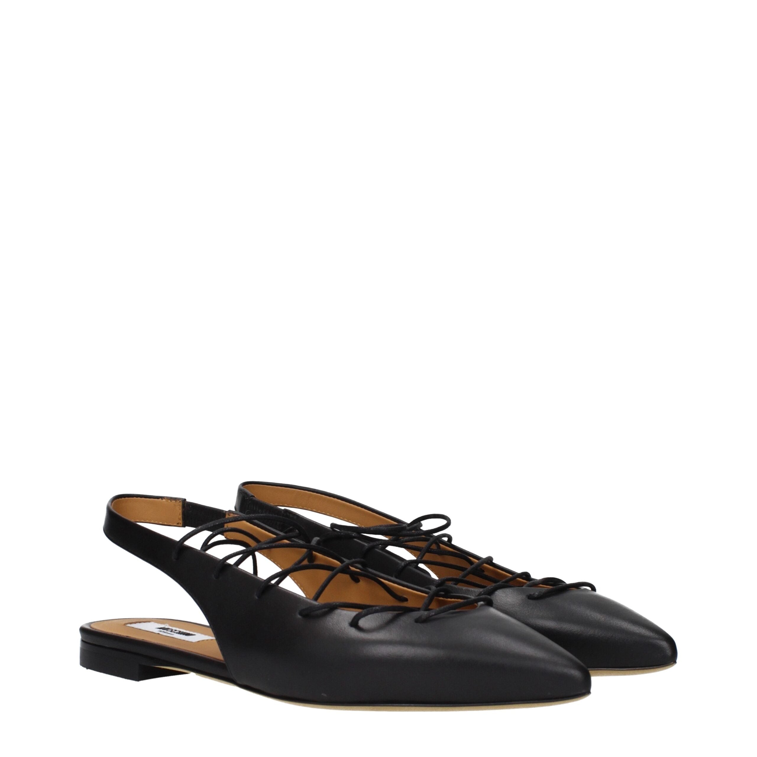 Moschino Schwarze Lederflats