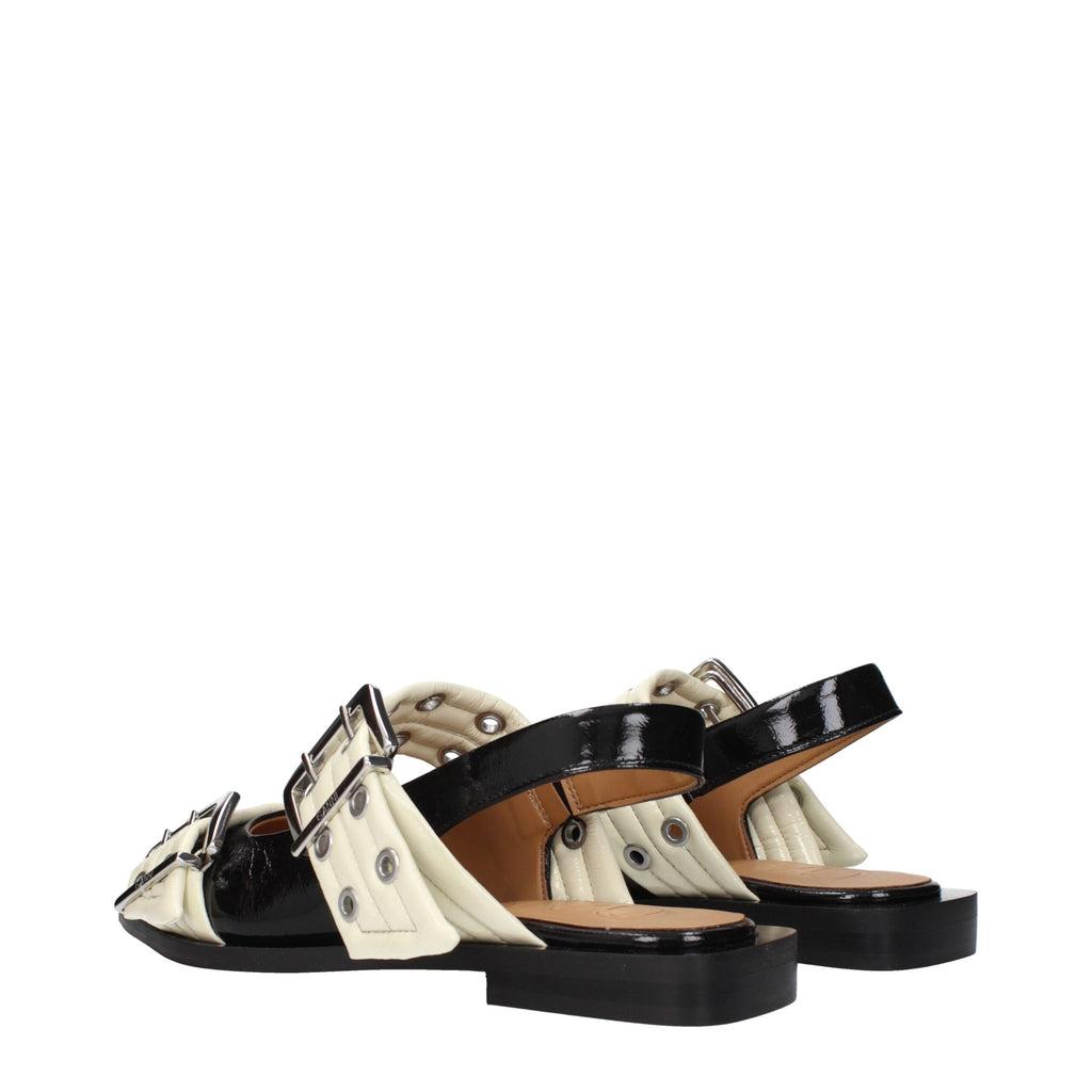 Ganni Flache Sandalen aus schwarzem Polyethylen