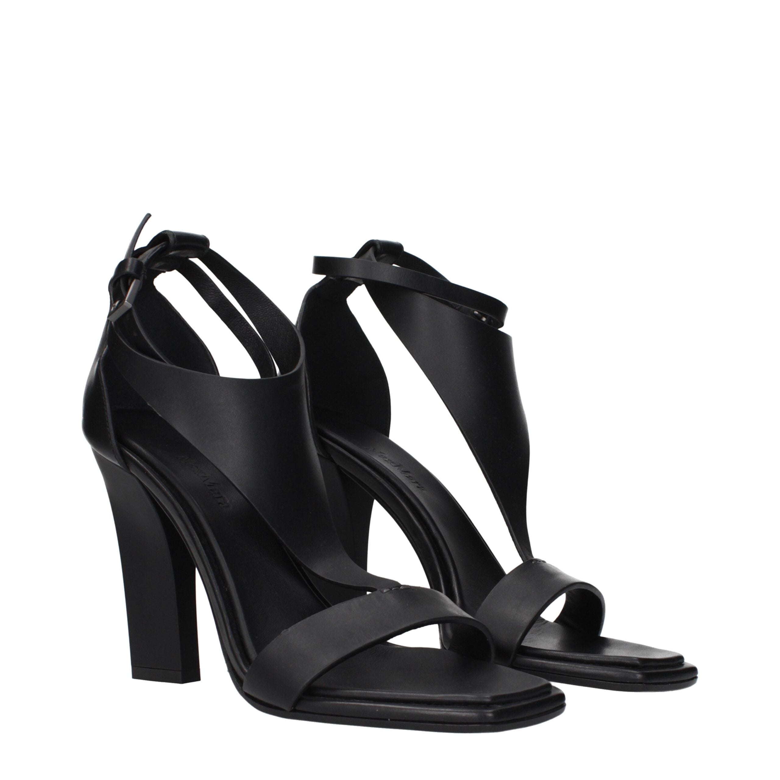 Max Mara Schwarze Leder-Stilettosandalen