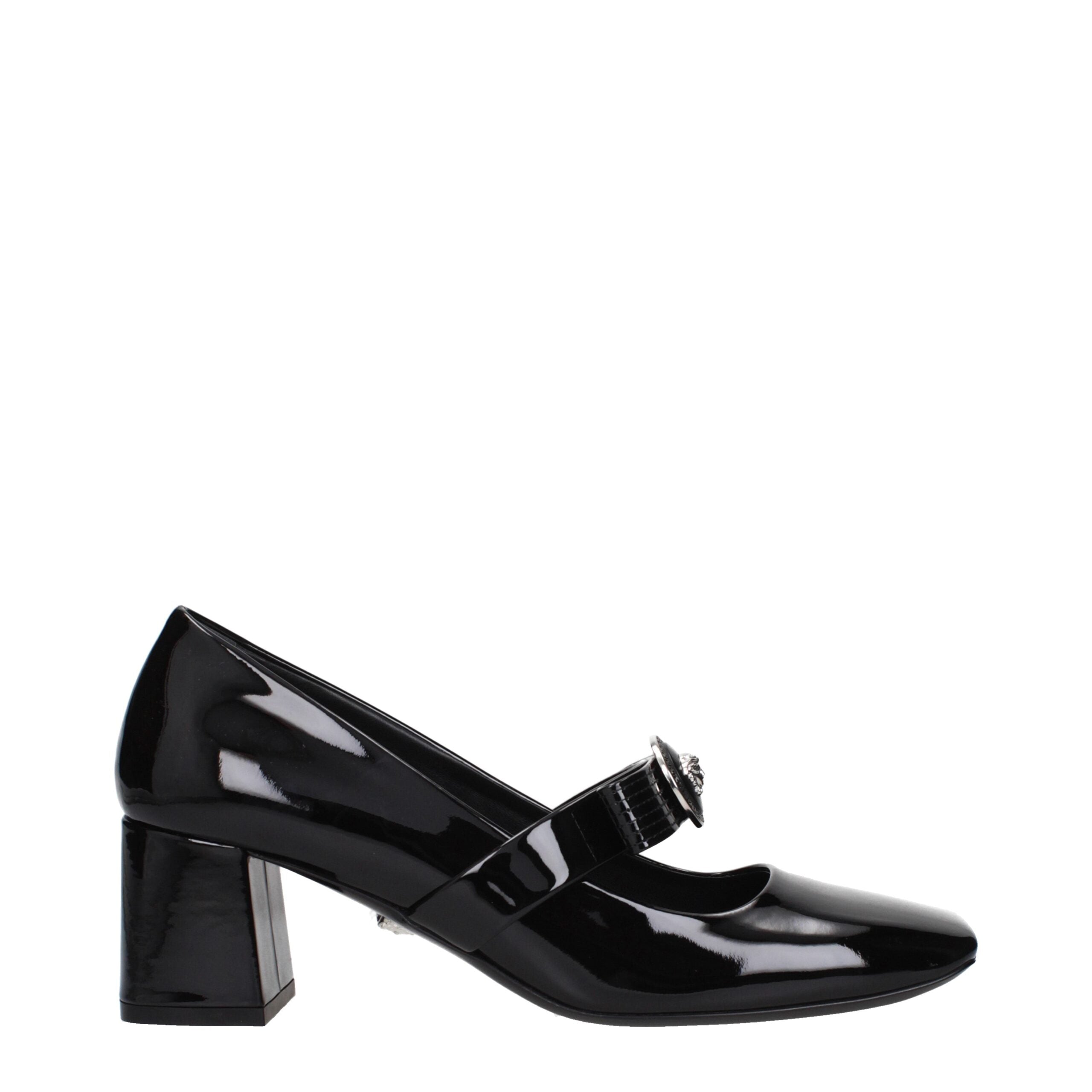 Versace Schwarze Leder Pumps mit mittlerem Absatz