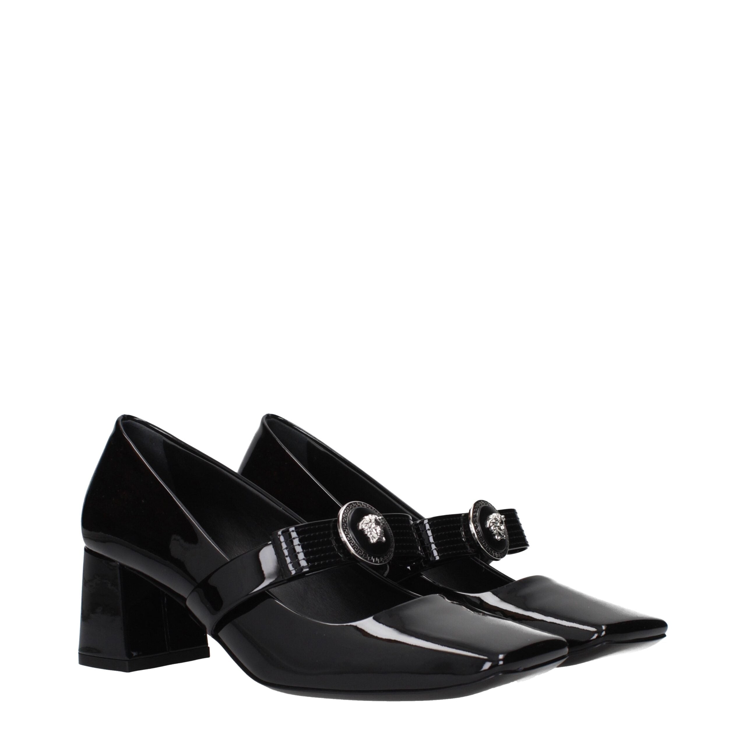 Versace Schwarze Leder Pumps mit mittlerem Absatz