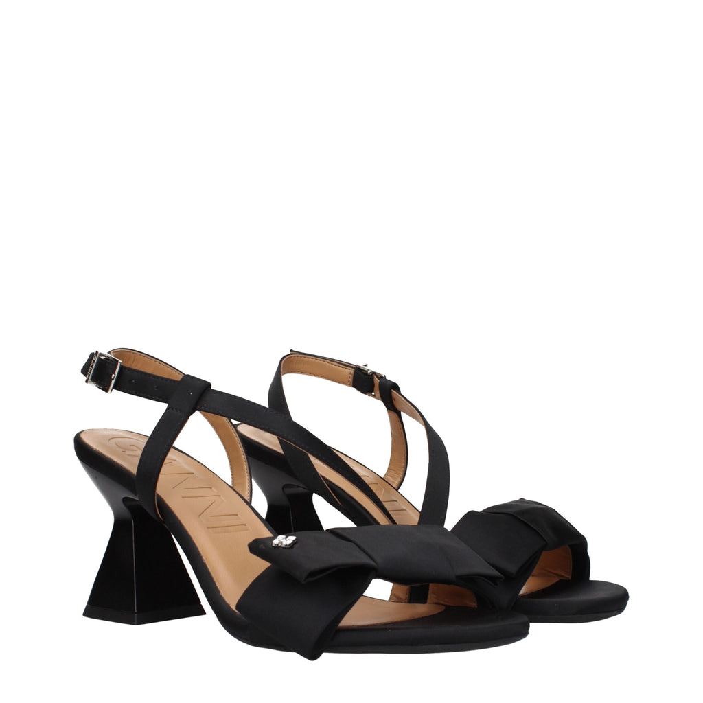 Ganni Schwarze Stoff-Stilettos mit Pfennigabsatz
