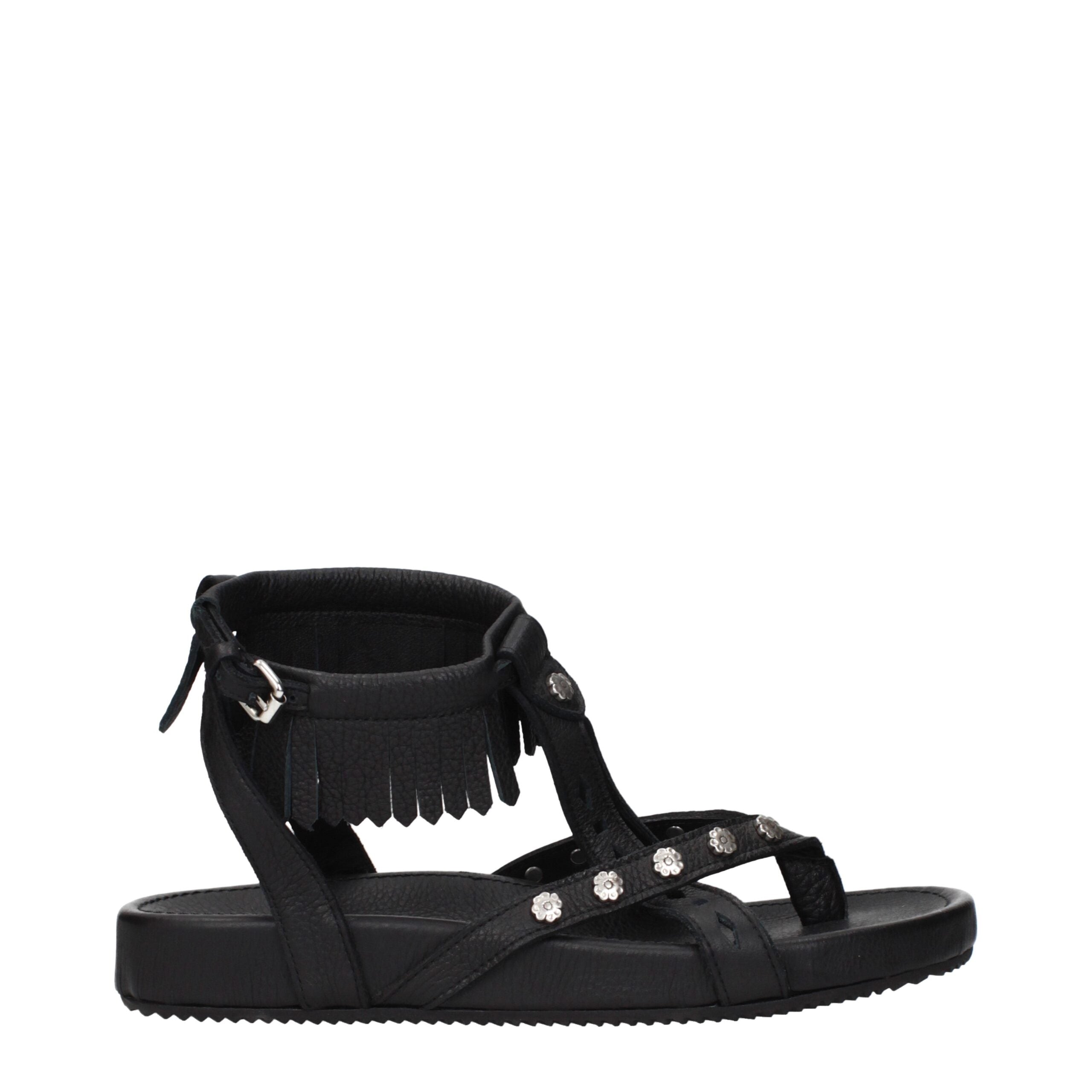 Isabel Marant Flache Ledersandalen in Schwarz