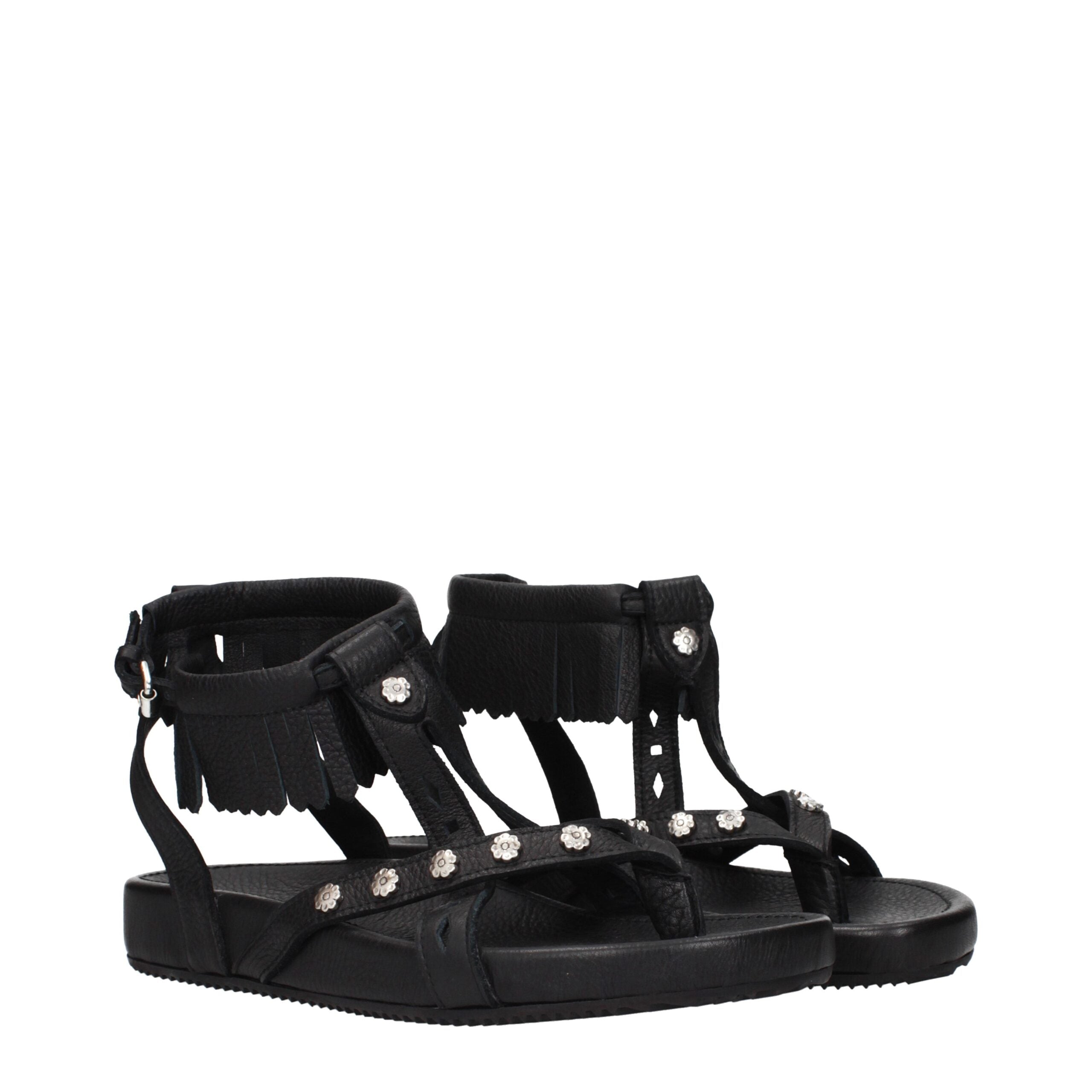 Isabel Marant Flache Ledersandalen in Schwarz