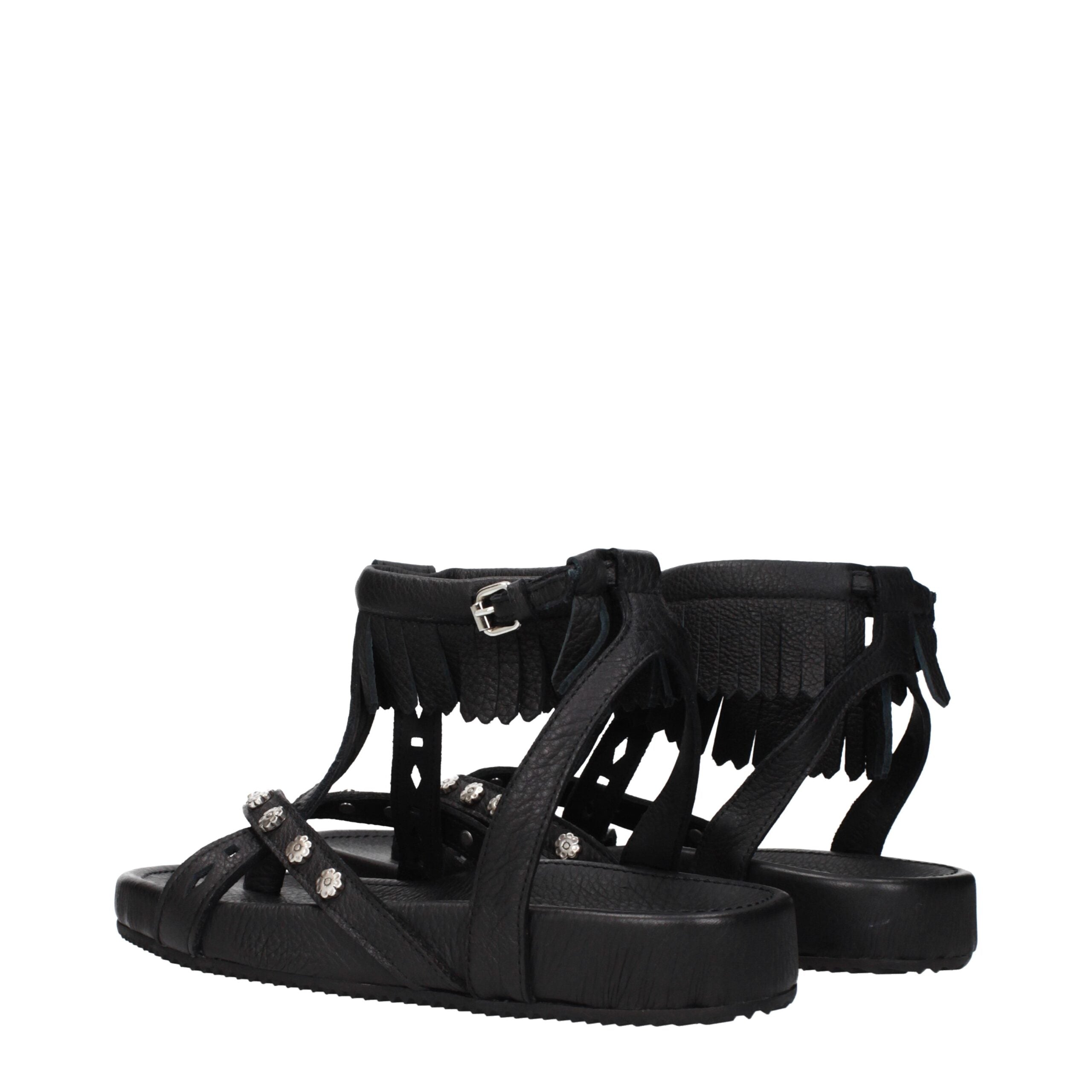 Isabel Marant Flache Ledersandalen in Schwarz