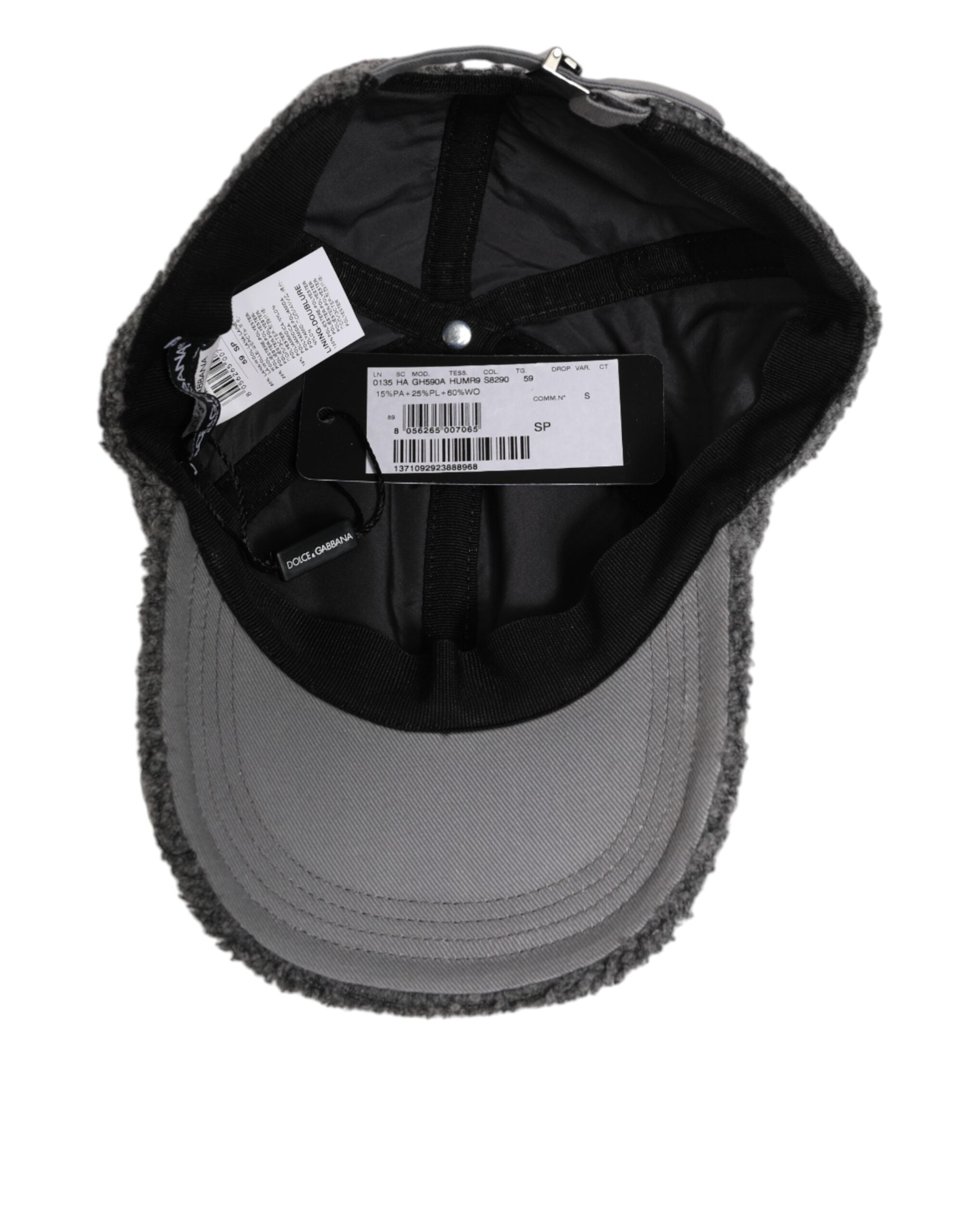 Dolce & Gabbana Graue Wolle Fleece Rapper Männer Baseball Capello Hut