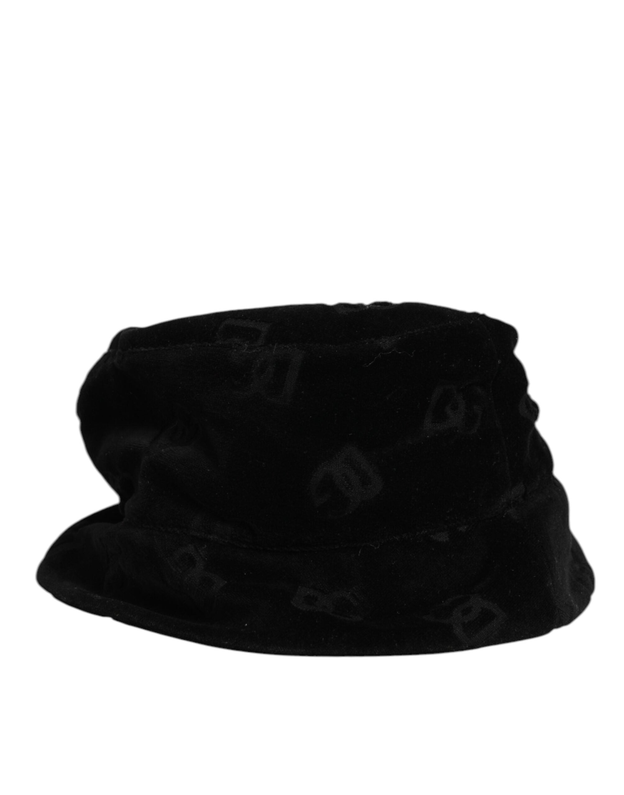 Dolce & Gabbana Schwarzer Cotton Suede Bucket Logo Capello Hut