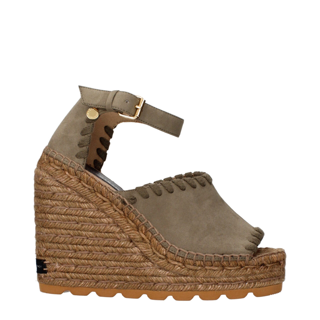Stella McCartney Grüne Leder-Keilsandalen