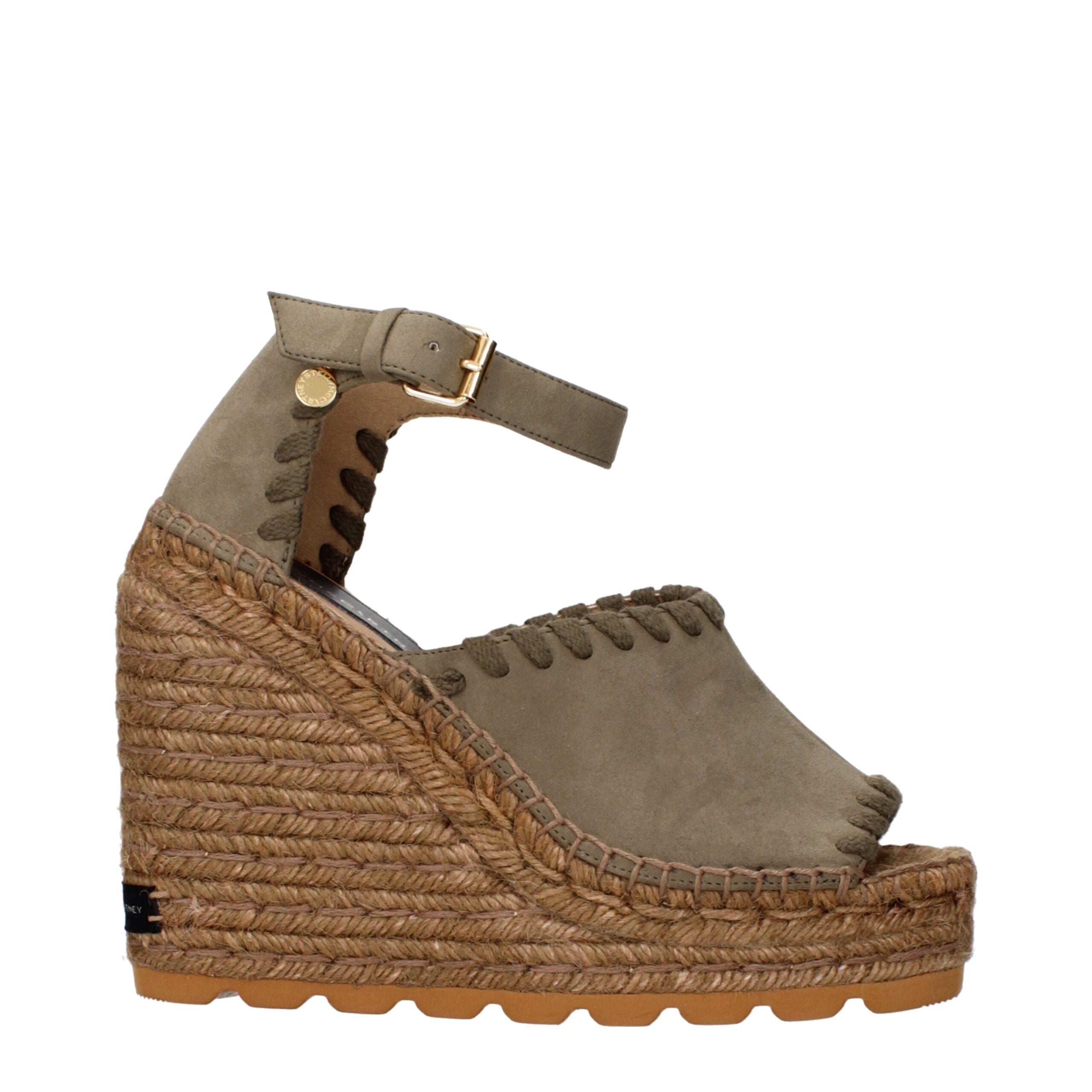 Stella McCartney Grüne Leder-Keilsandalen
