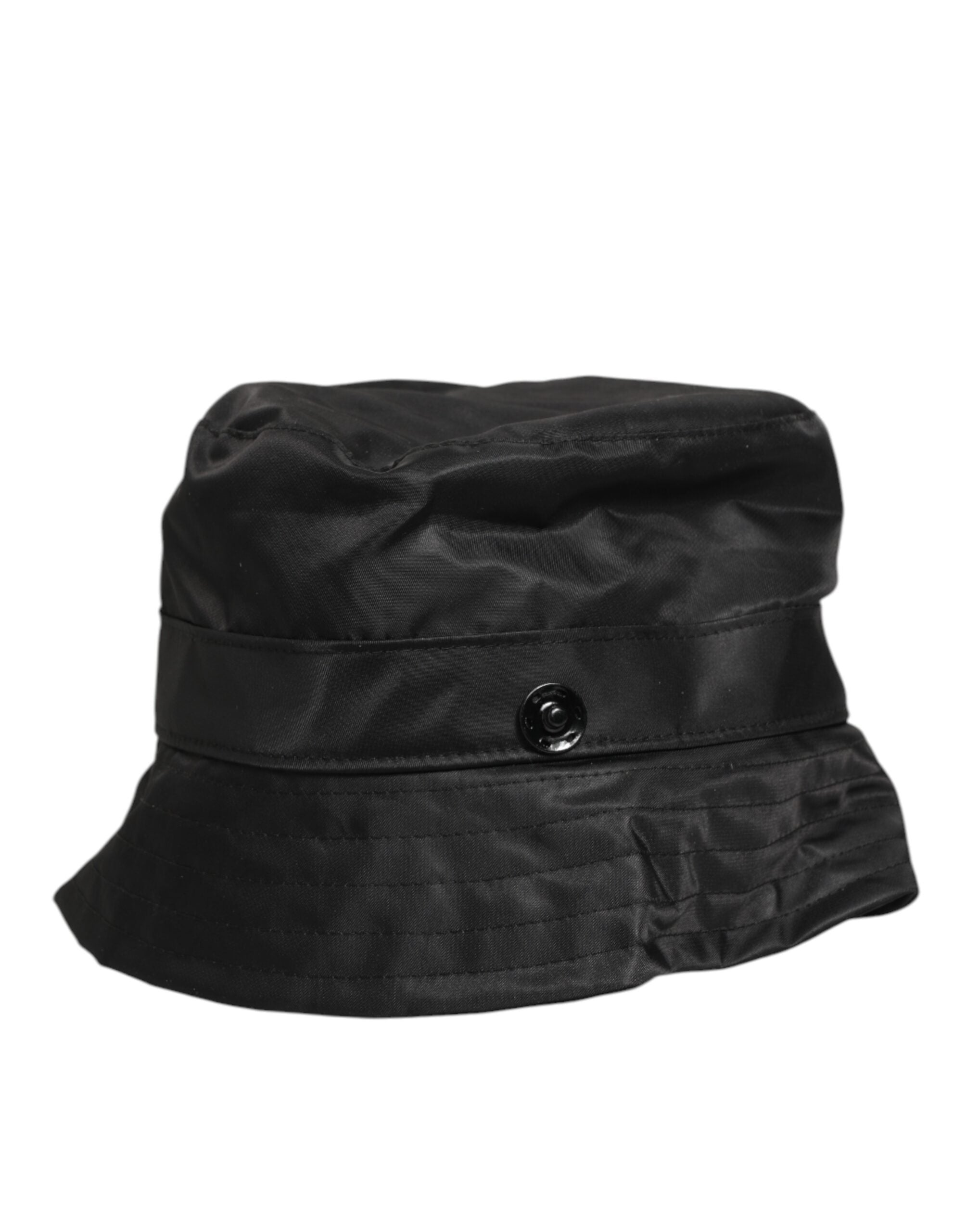 Dolce & Gabbana Schwarze PVC-Herren-Bucket-Mütze mit breiter Krempe