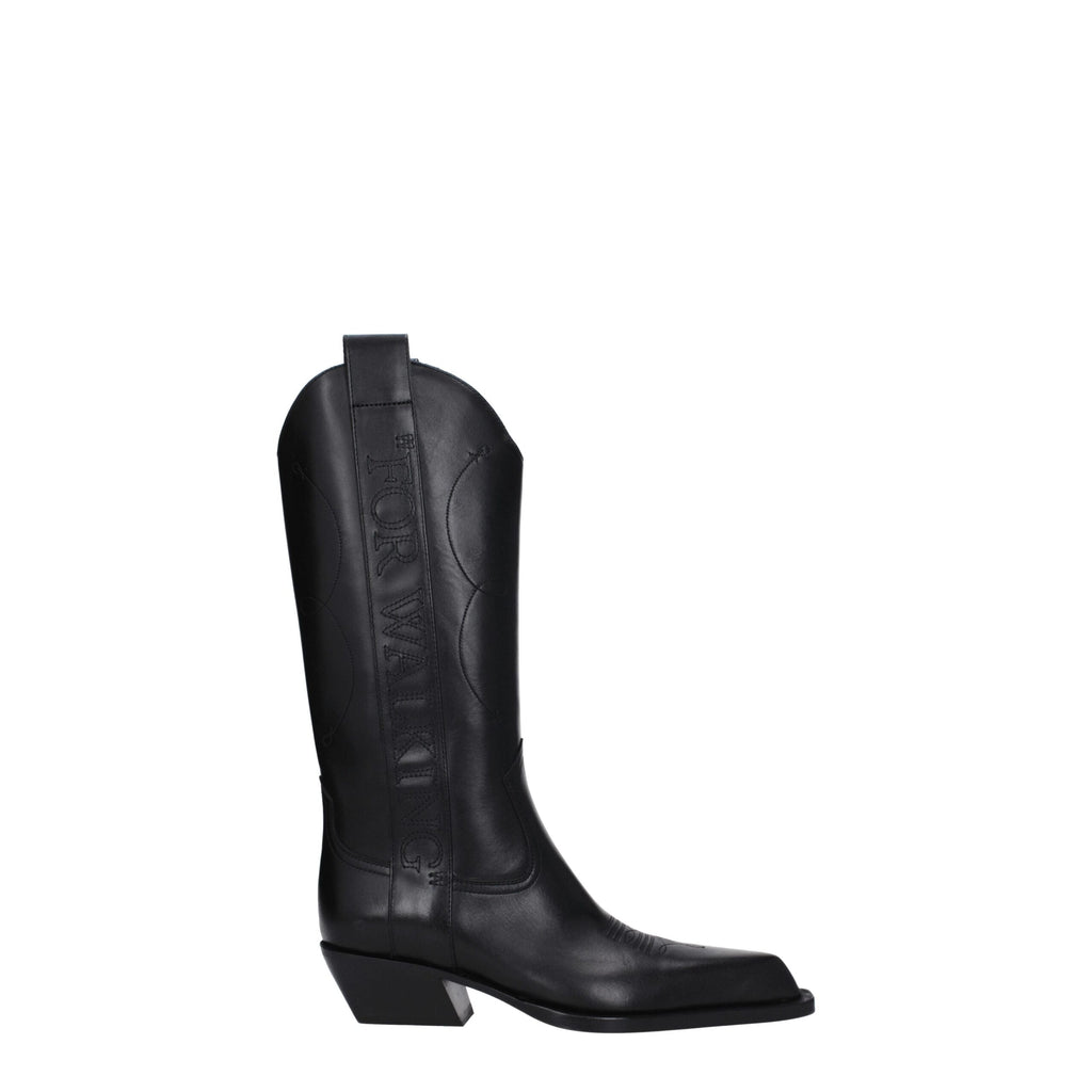 Off-White Black Leather Boots