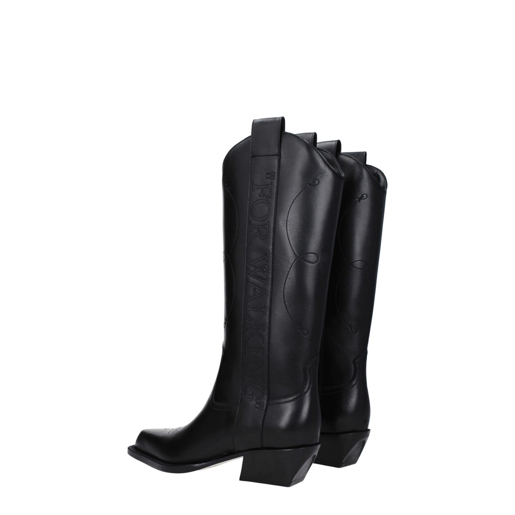 Off-White Black Leather Boots