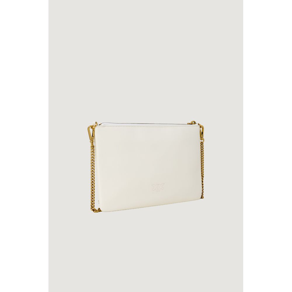 PINKO Cremefarbene Leder-Clutch-Tasche