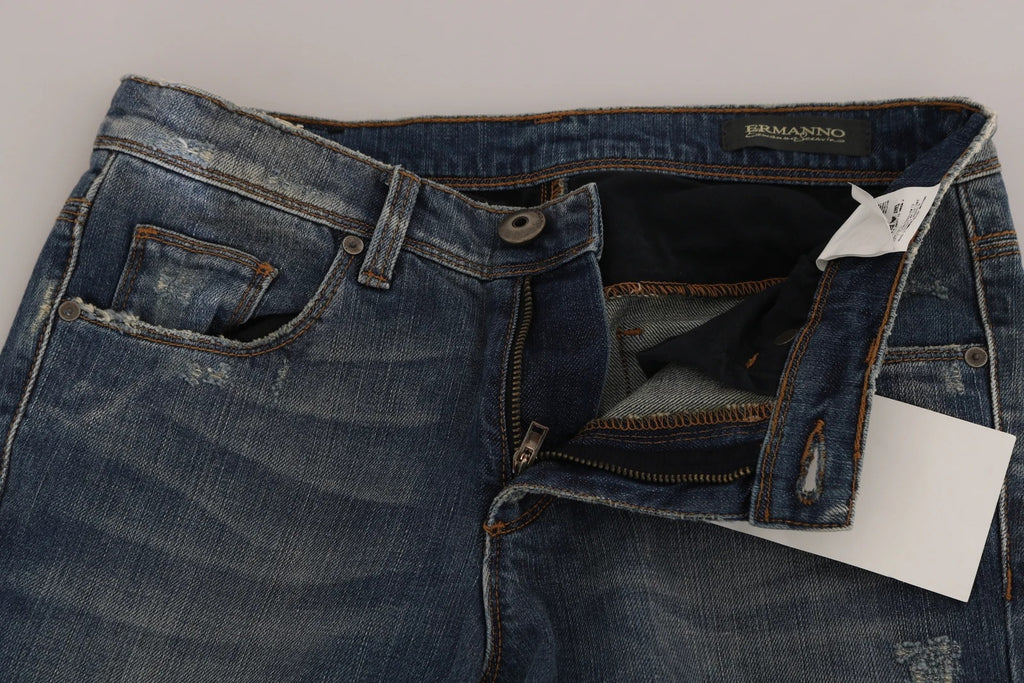 Ermanno Scervino Blau gewaschene Boot Cut Casual Denim Hosen Jeans