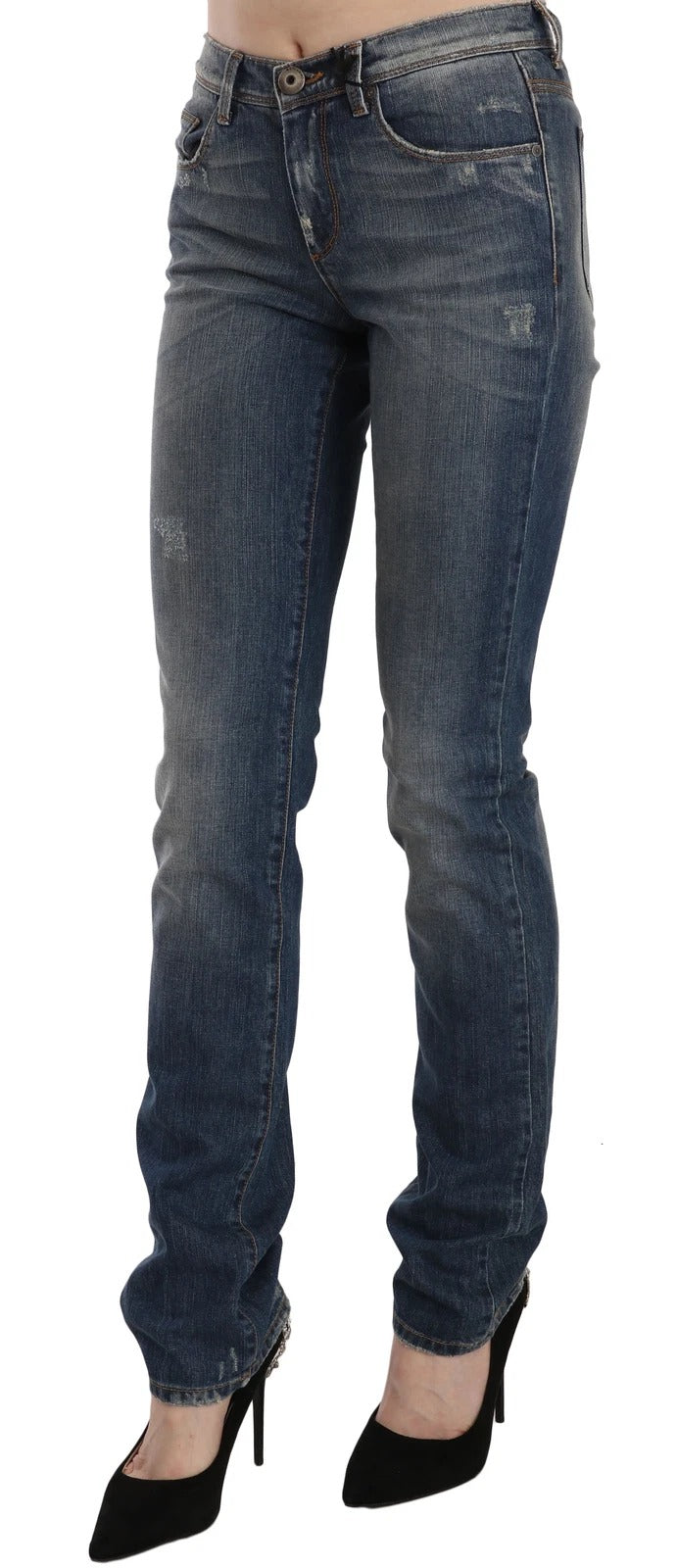 Ermanno Scervino Blau gewaschene Boot Cut Casual Denim Hosen Jeans