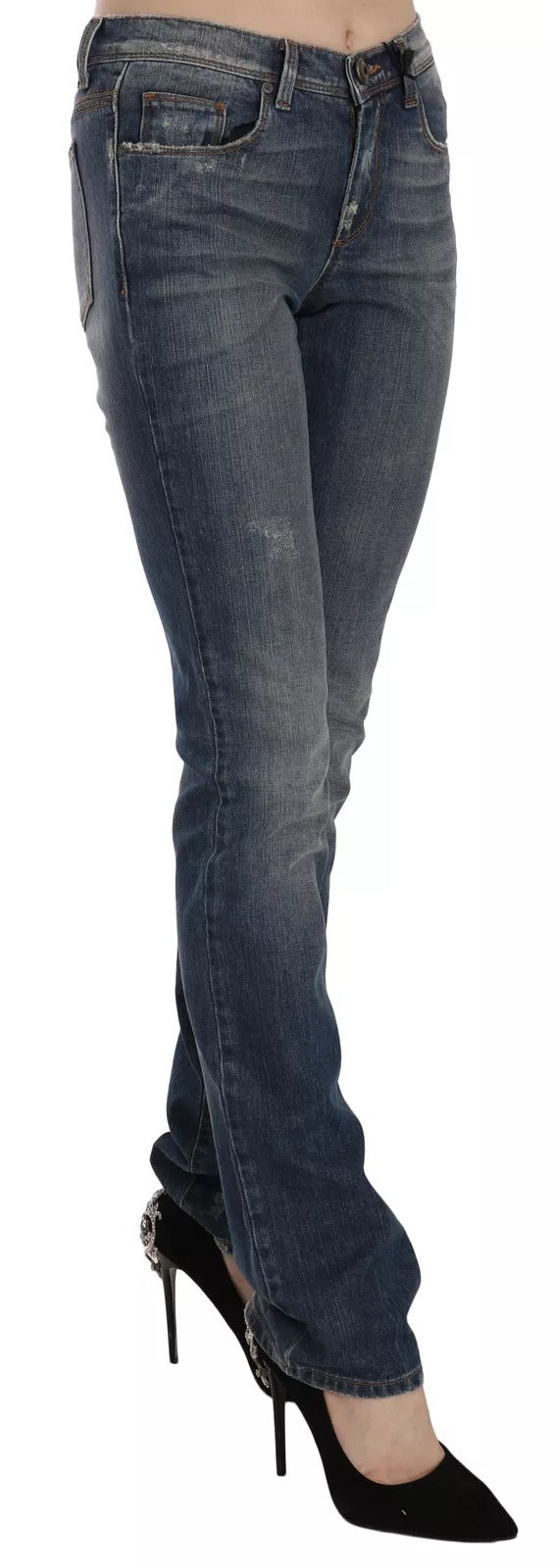 Ermanno Scervino Blau gewaschene Boot Cut Casual Denim Hosen Jeans