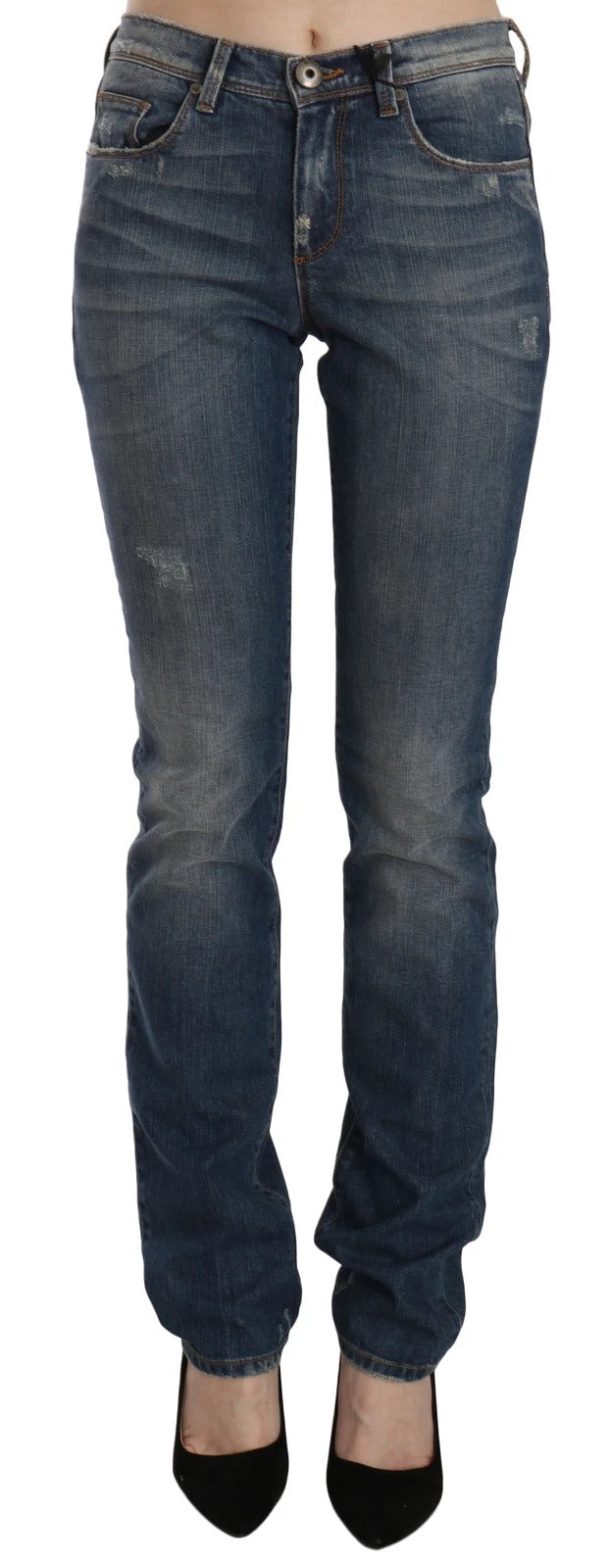 Ermanno Scervino Blau gewaschene Boot Cut Casual Denim Hosen Jeans